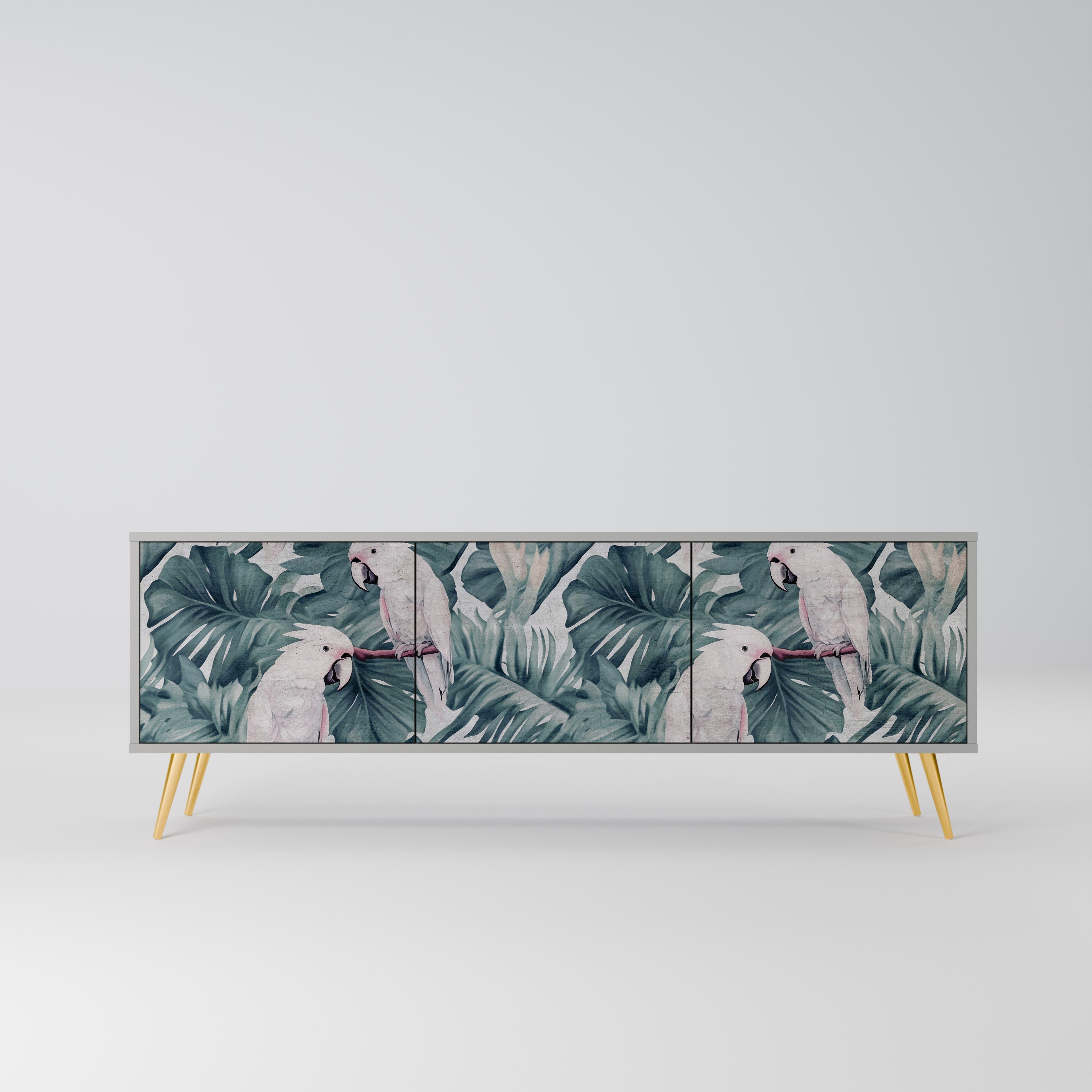 Meuble TV 3 portes POPINJAY LOOK finition grise