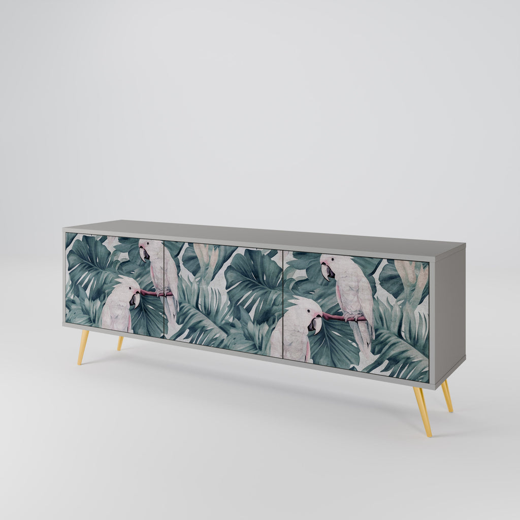 Meuble TV 3 portes POPINJAY LOOK finition grise