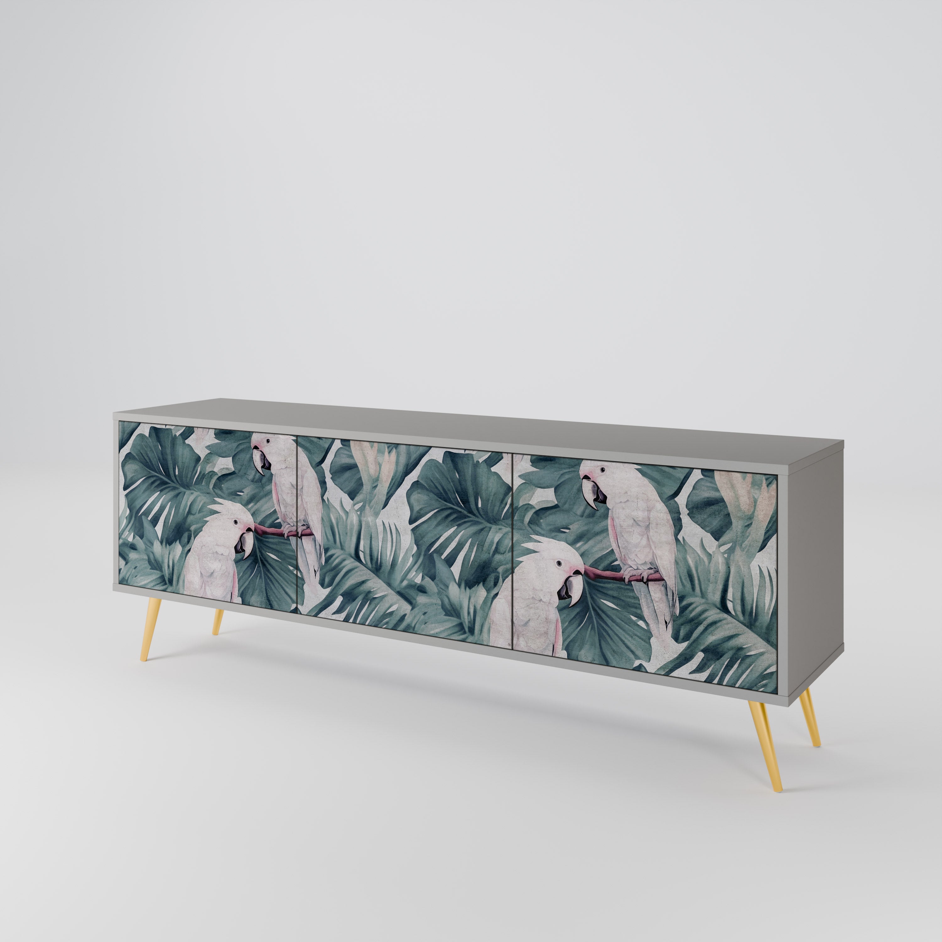 Meuble TV 3 portes POPINJAY LOOK finition grise