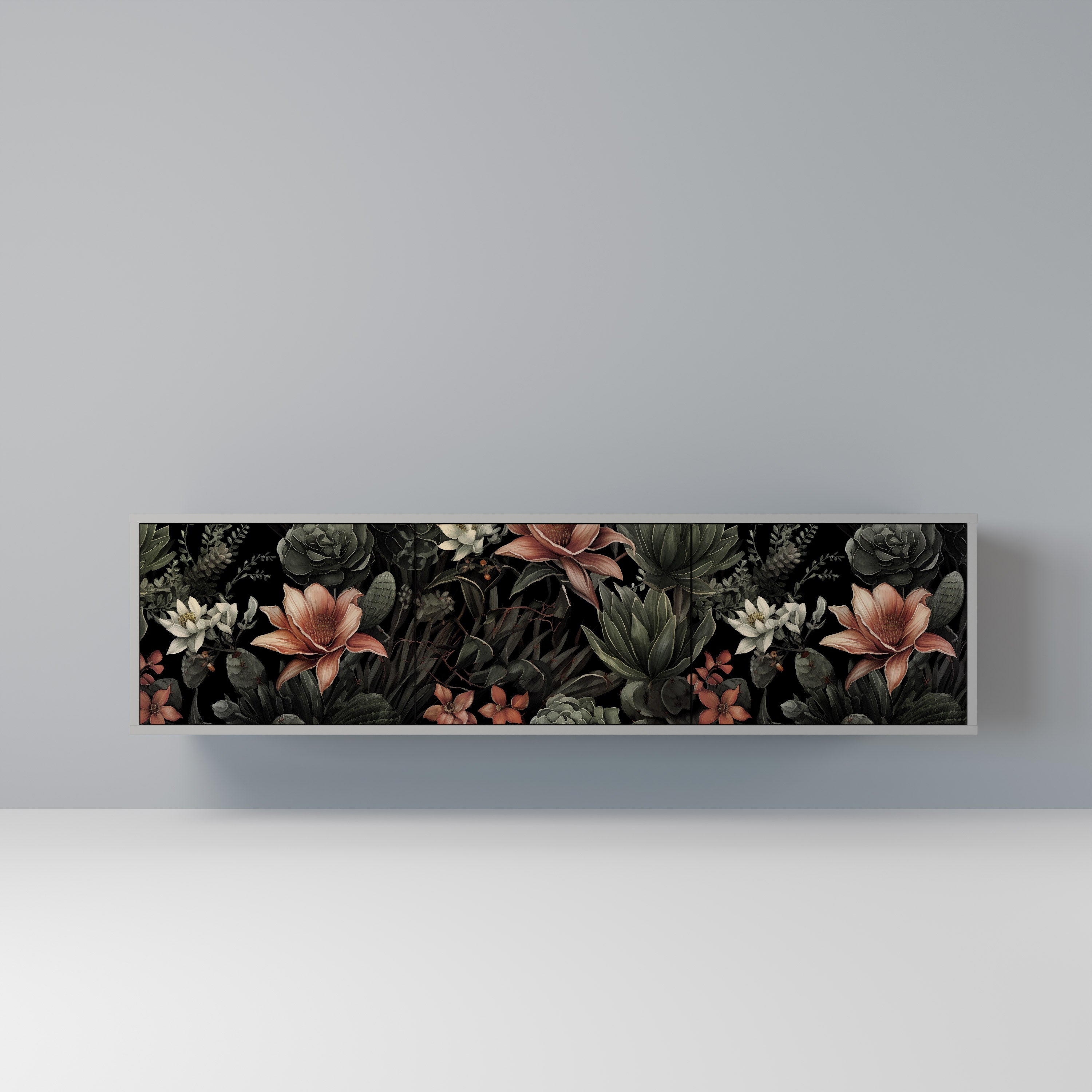 Meuble TV 3 portes SECRET VERDURE finition grise