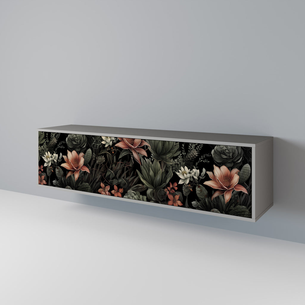 Meuble TV 3 portes SECRET VERDURE finition grise