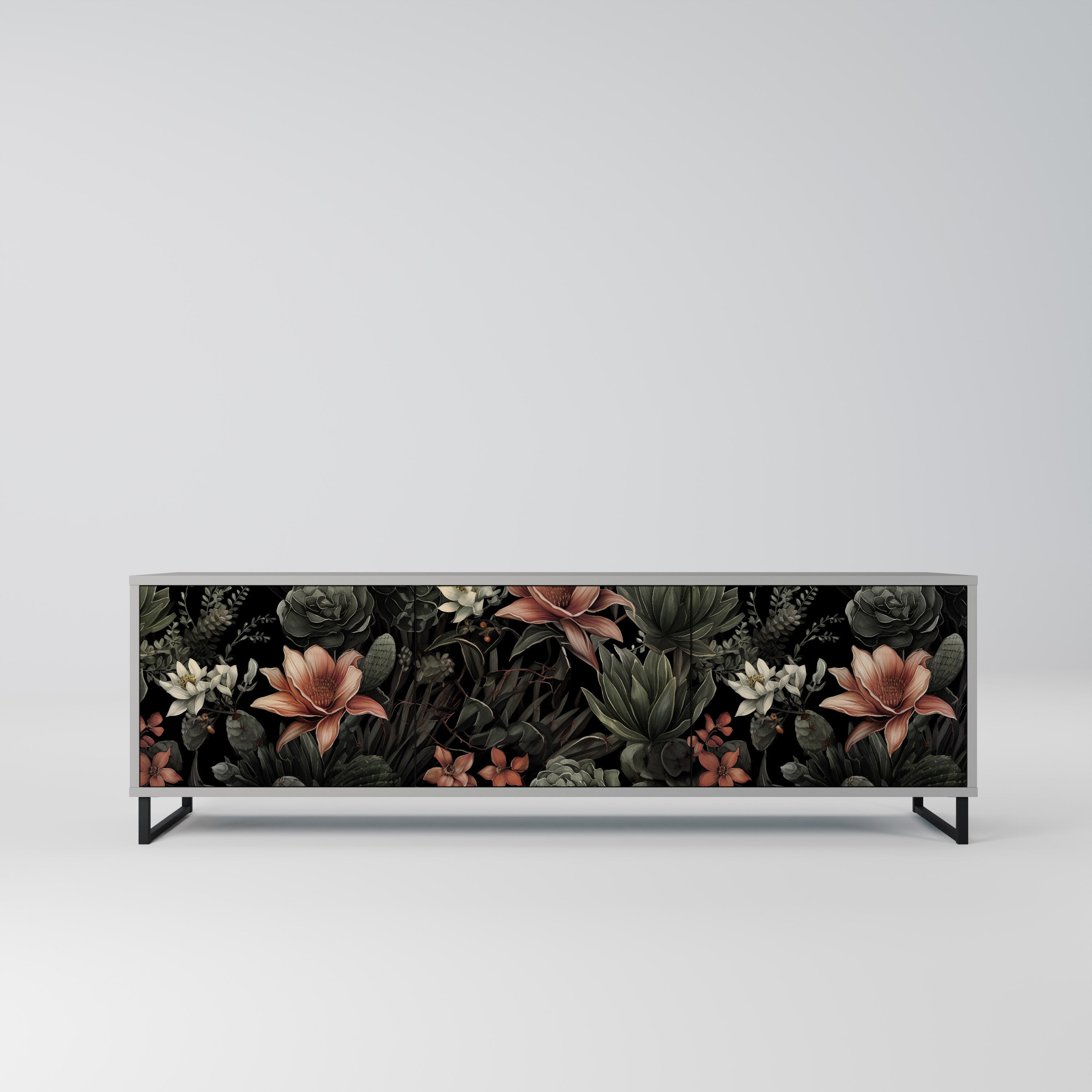 Meuble TV 3 portes SECRET VERDURE finition grise