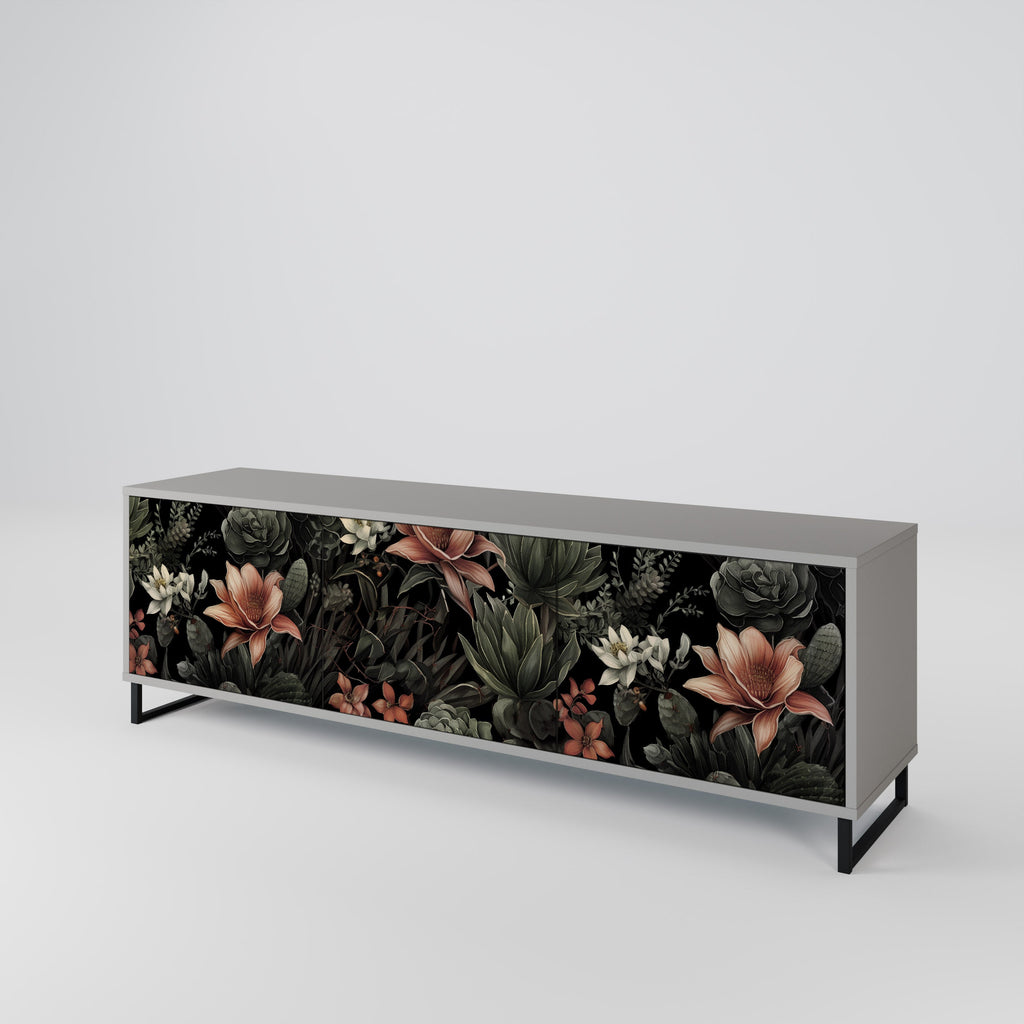 Meuble TV 3 portes SECRET VERDURE finition grise