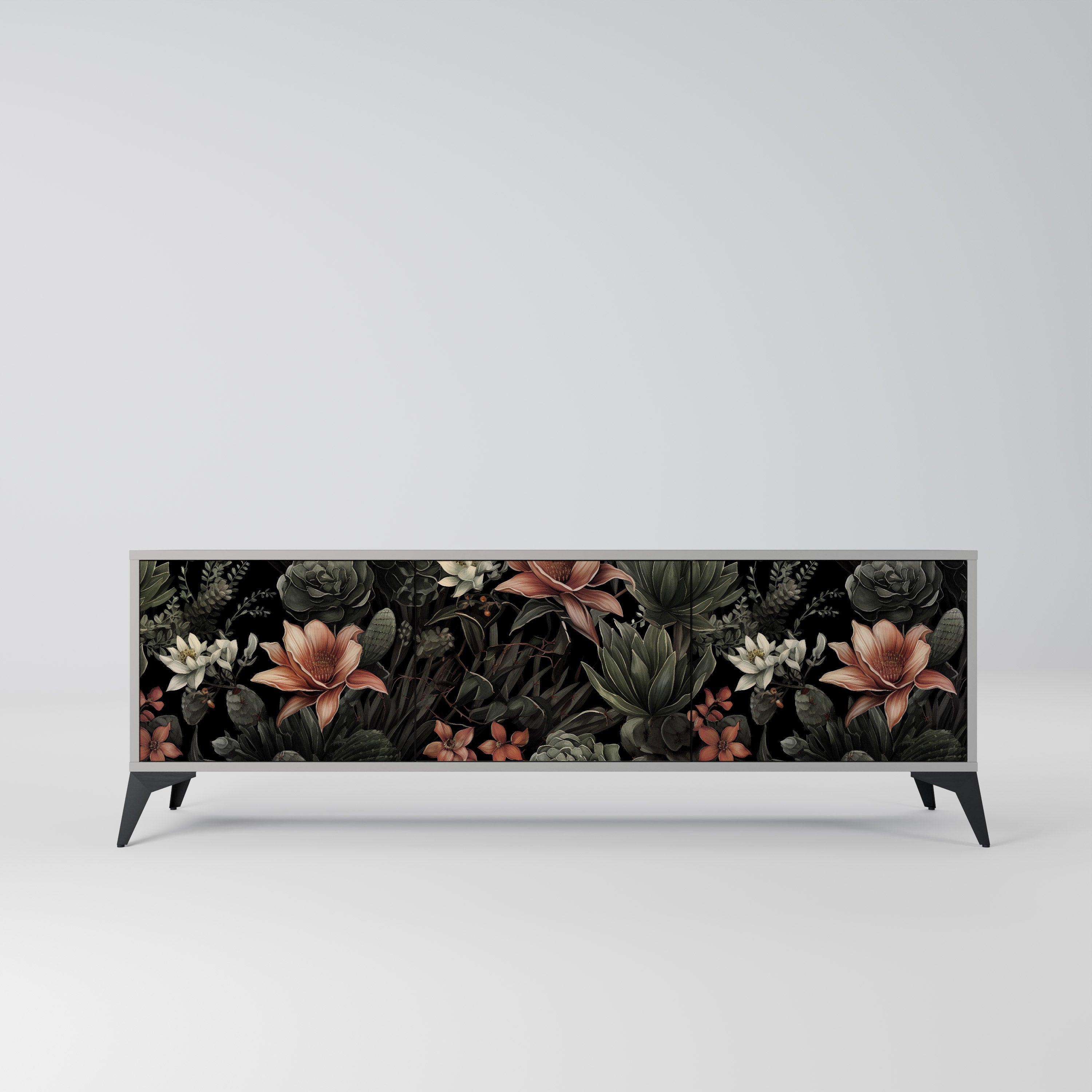 Meuble TV 3 portes SECRET VERDURE finition grise