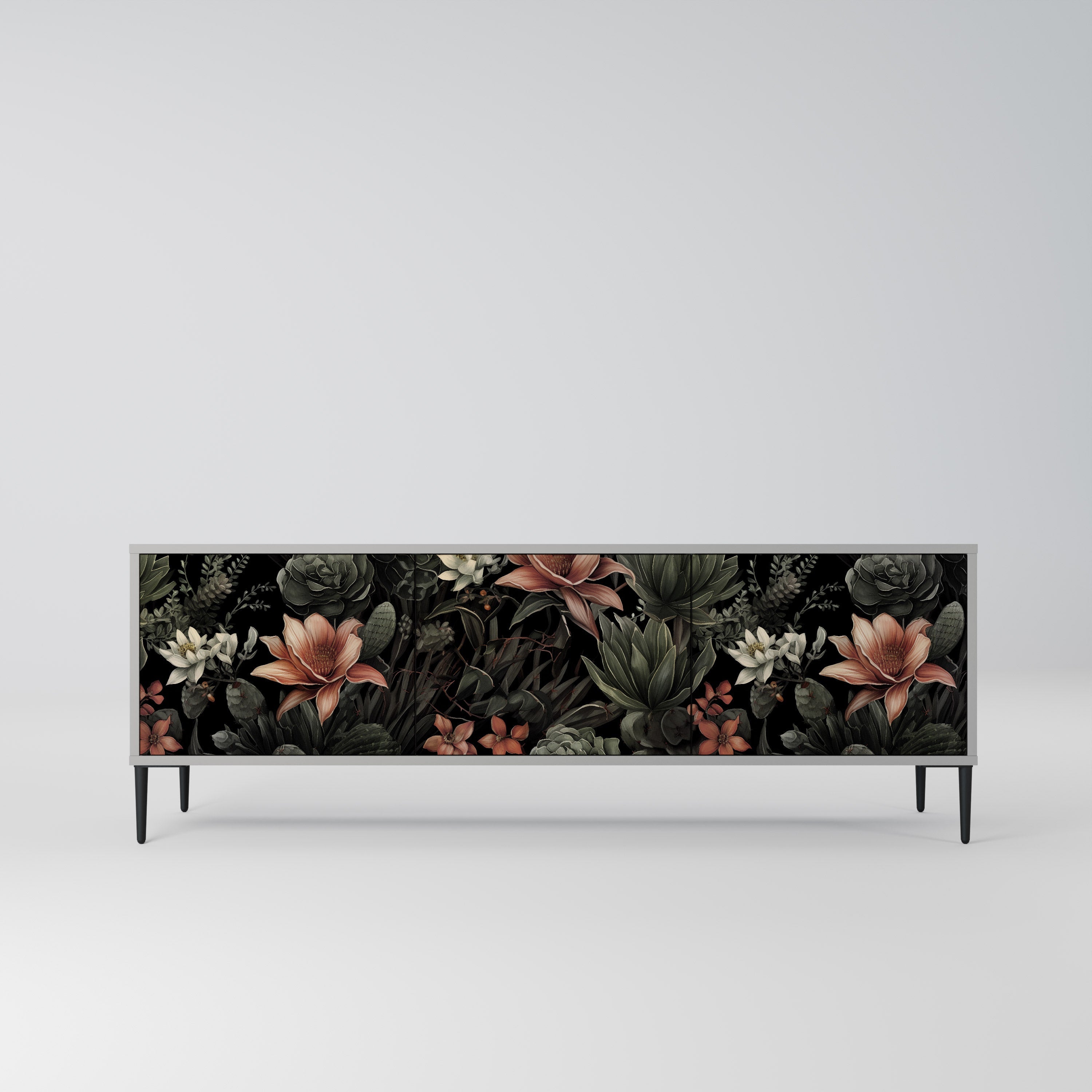 Meuble TV 3 portes SECRET VERDURE finition grise