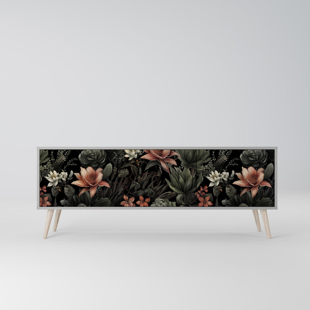 Meuble TV 3 portes SECRET VERDURE finition grise