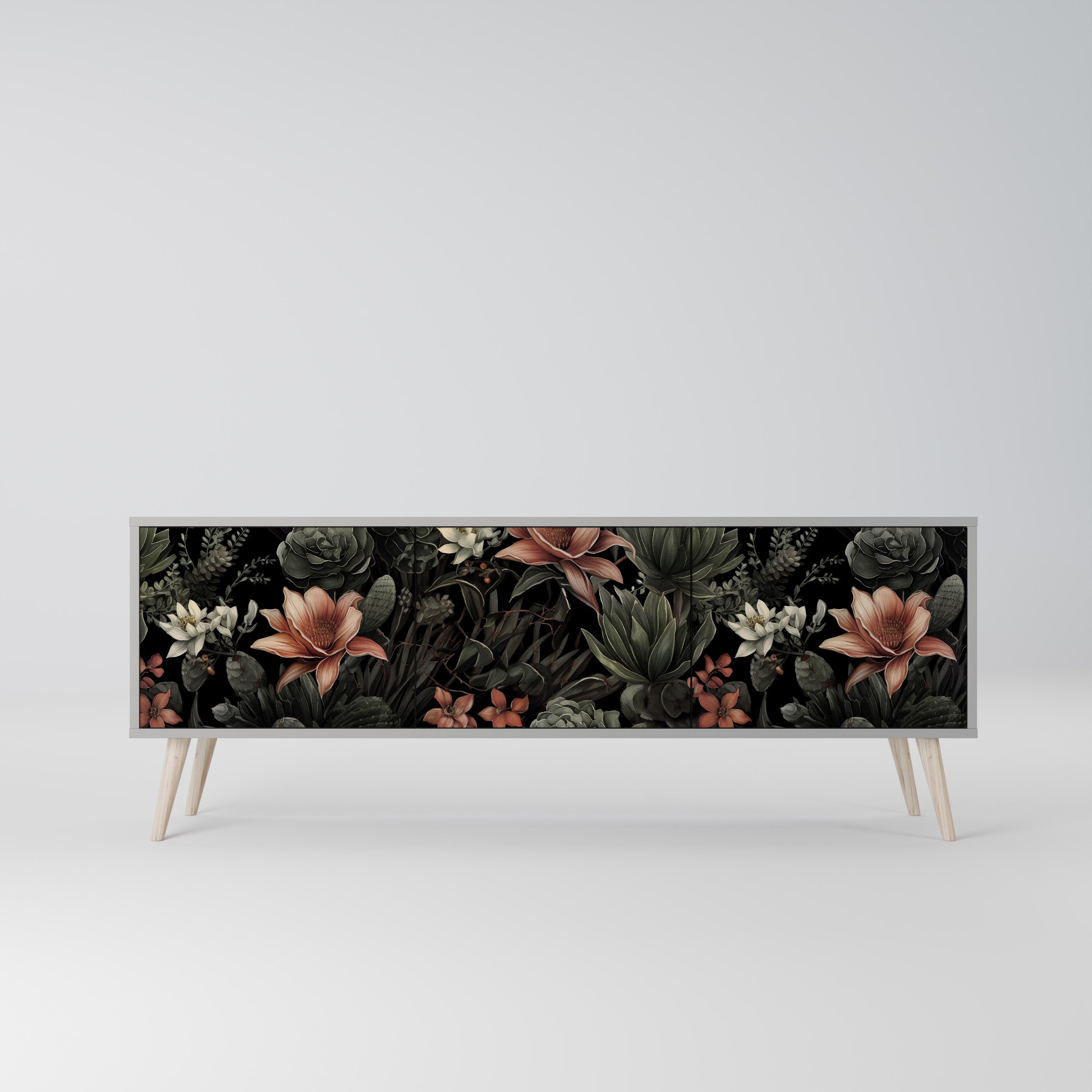 Meuble TV 3 portes SECRET VERDURE finition grise