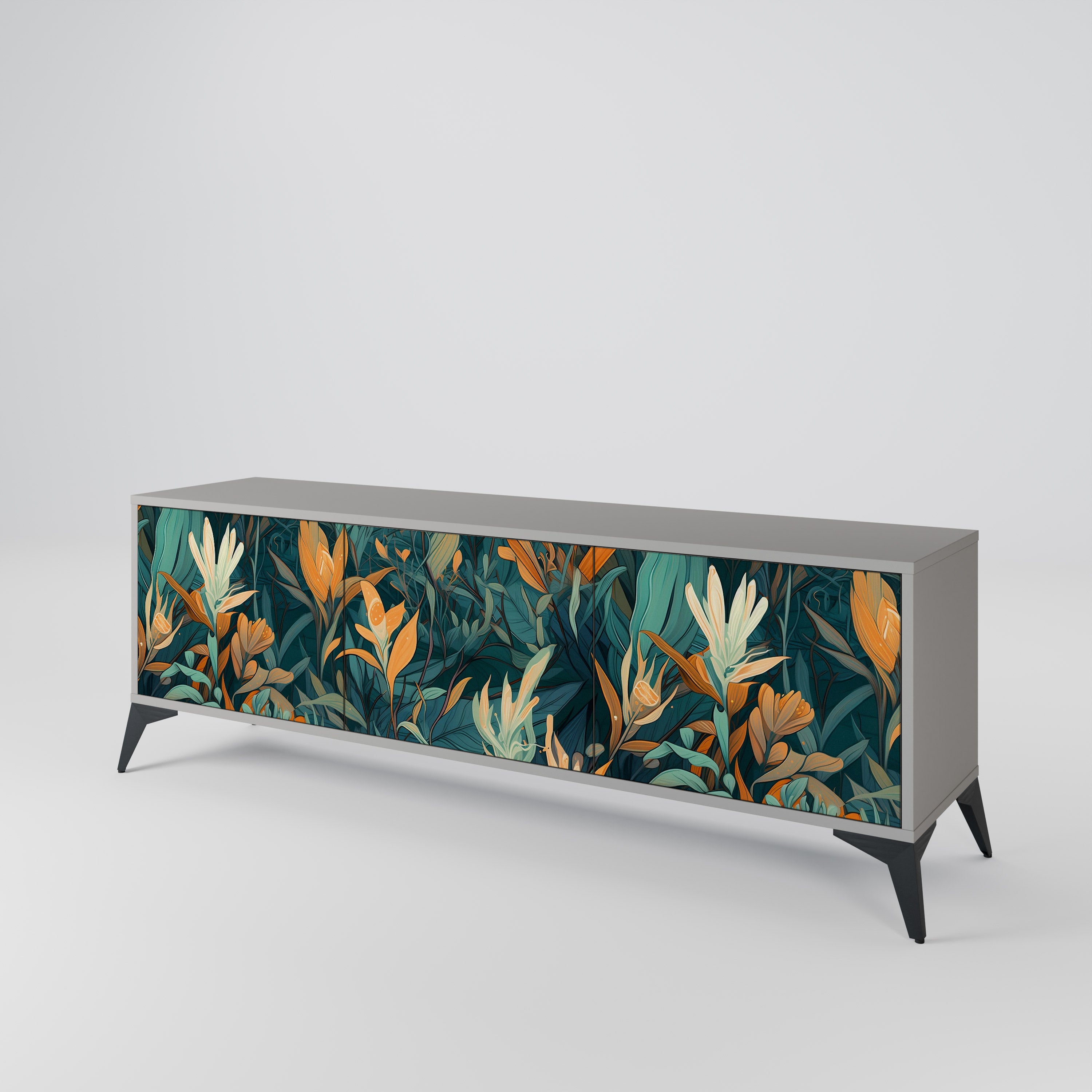 FLORAL SERENITY 3-Door TV Cabinet
