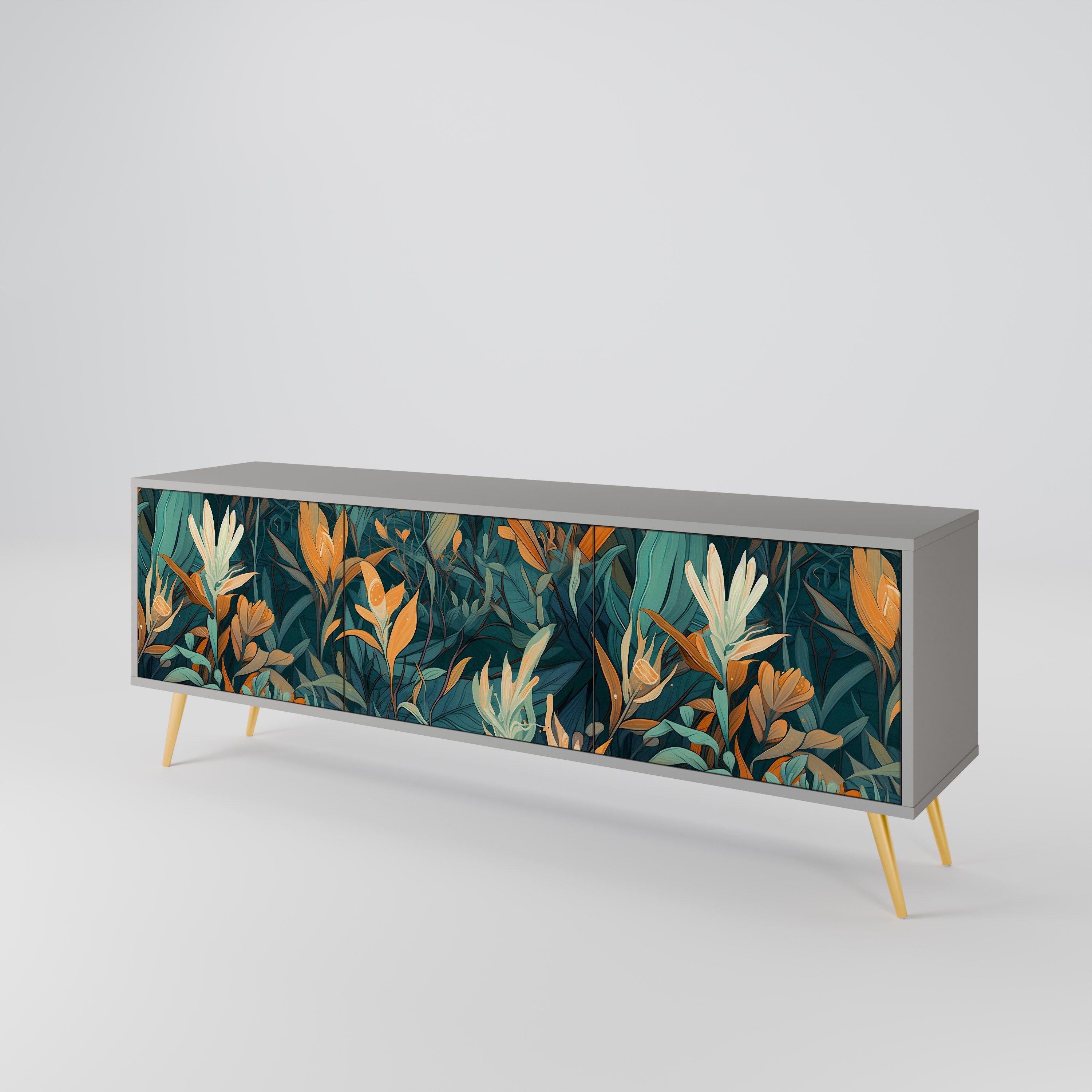 FLORAL SERENITY 3-Door TV Cabinet