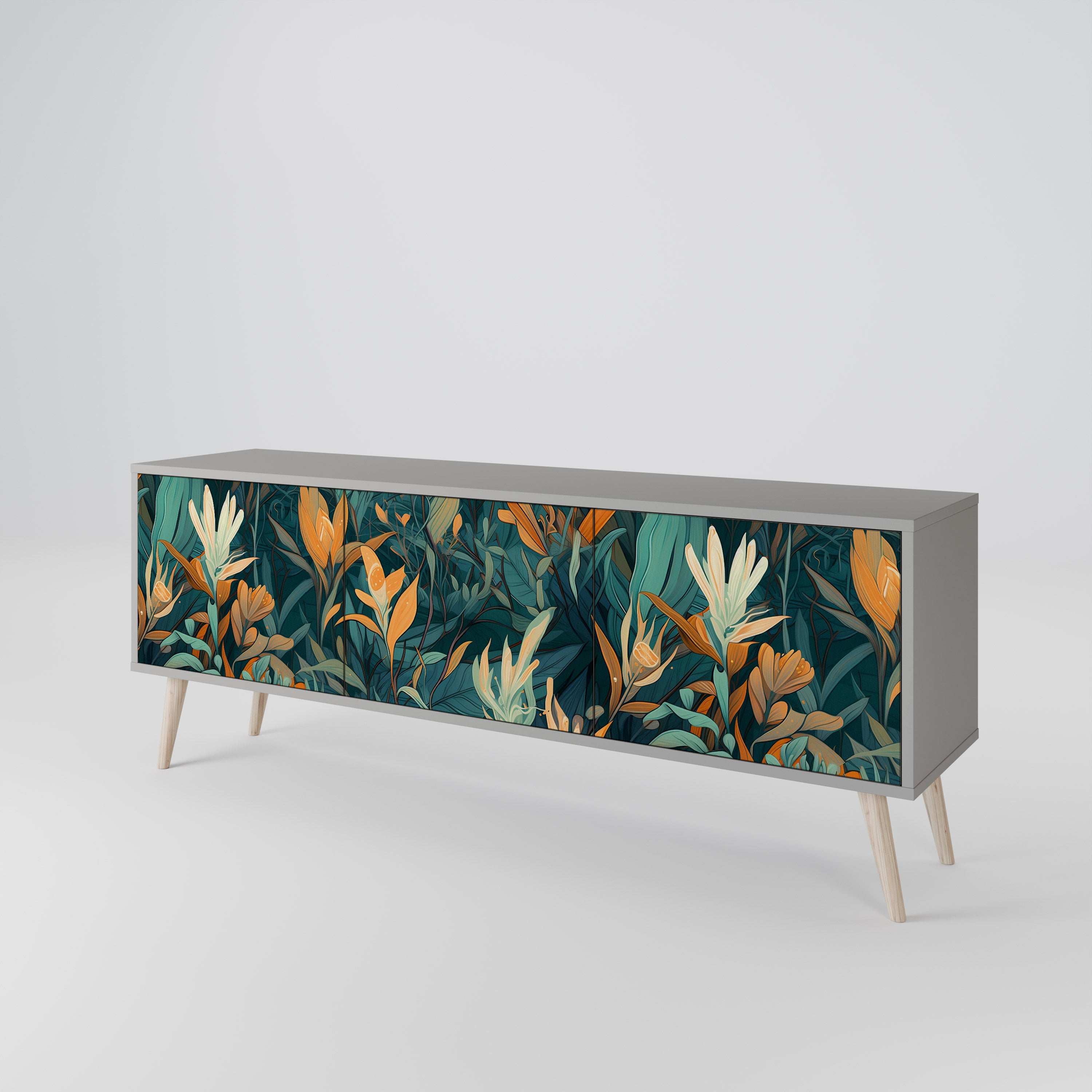 FLORAL SERENITY 3-Door TV Cabinet