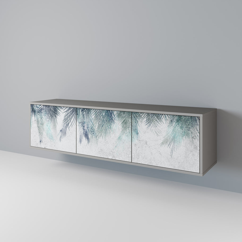 Meuble TV 3 portes PALM VEIL finition grise