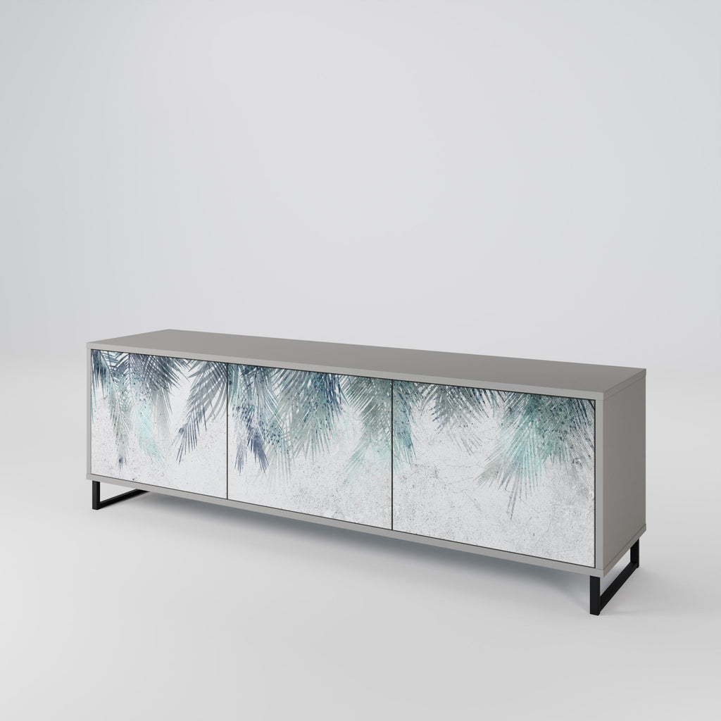 Meuble TV 3 portes PALM VEIL finition grise