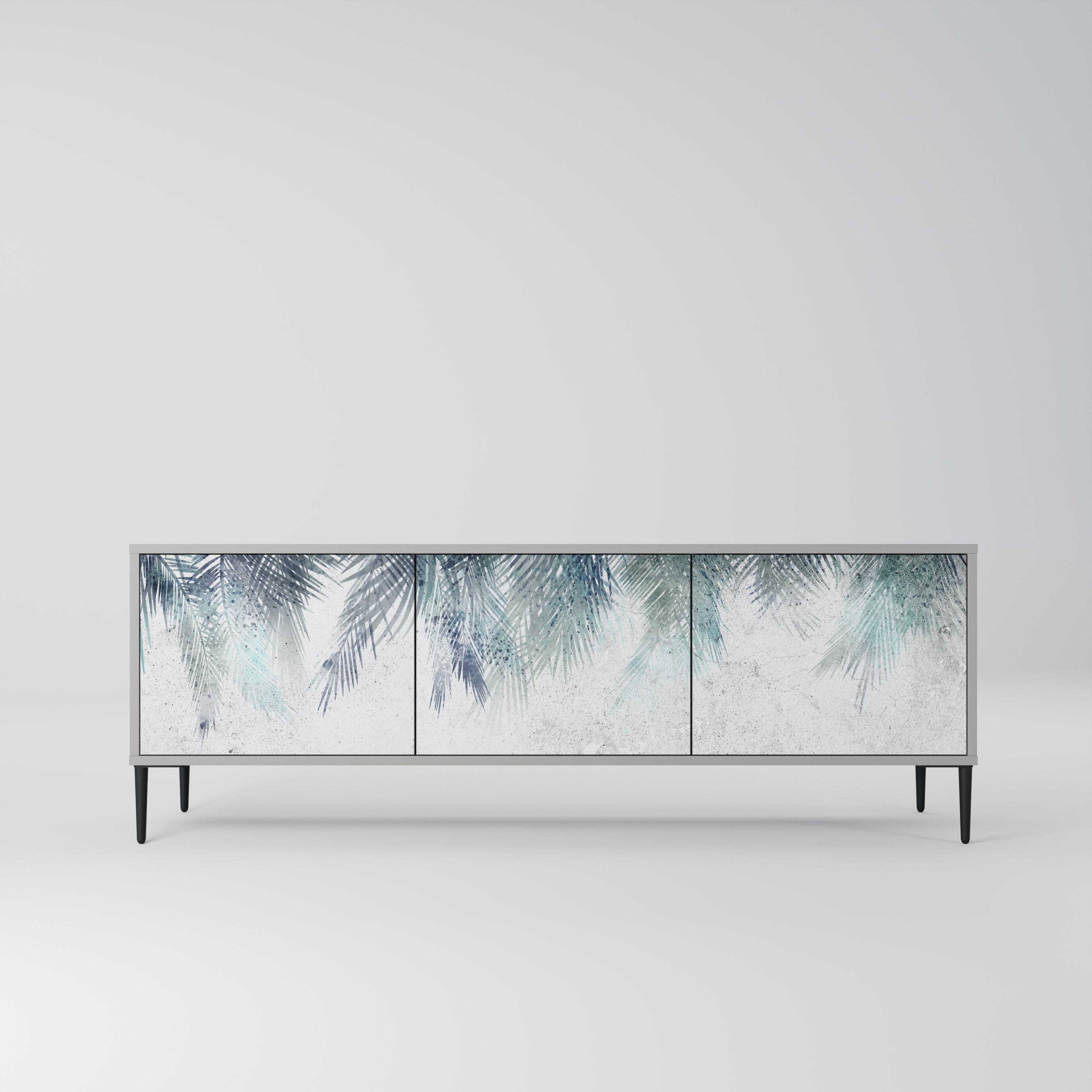 Meuble TV 3 portes PALM VEIL finition grise