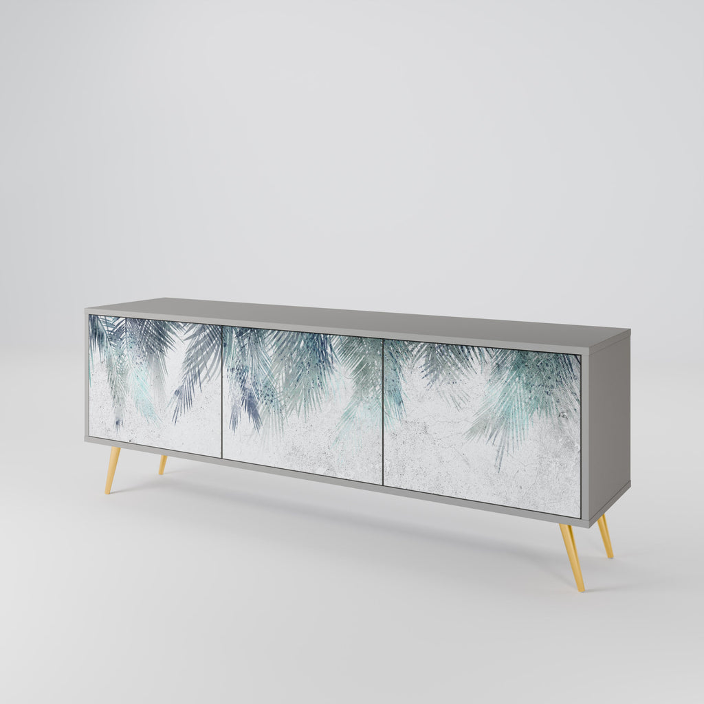 Meuble TV 3 portes PALM VEIL finition grise