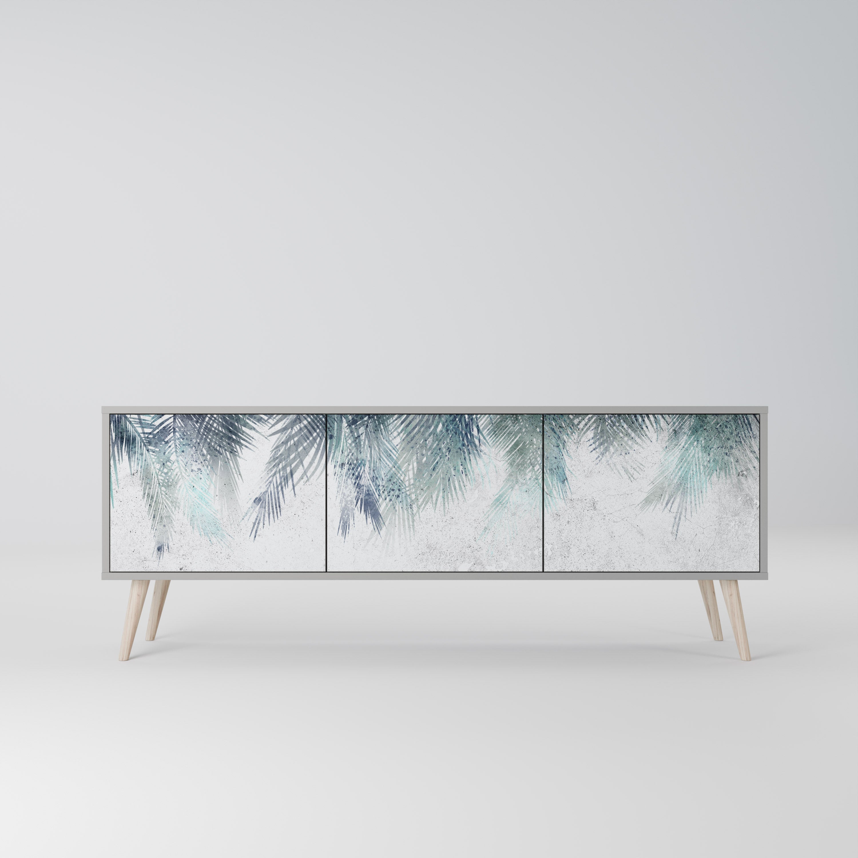 Meuble TV 3 portes PALM VEIL finition grise