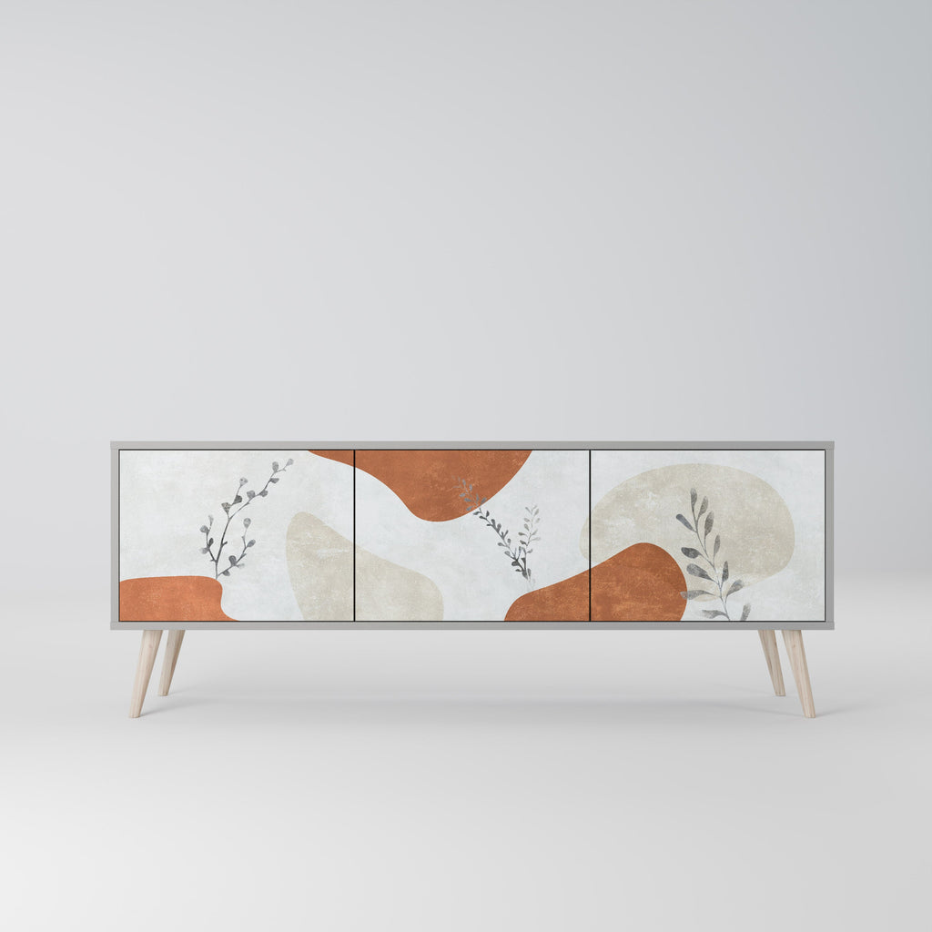 Meuble TV 3 portes TRANQUIL TWIG, finition grise