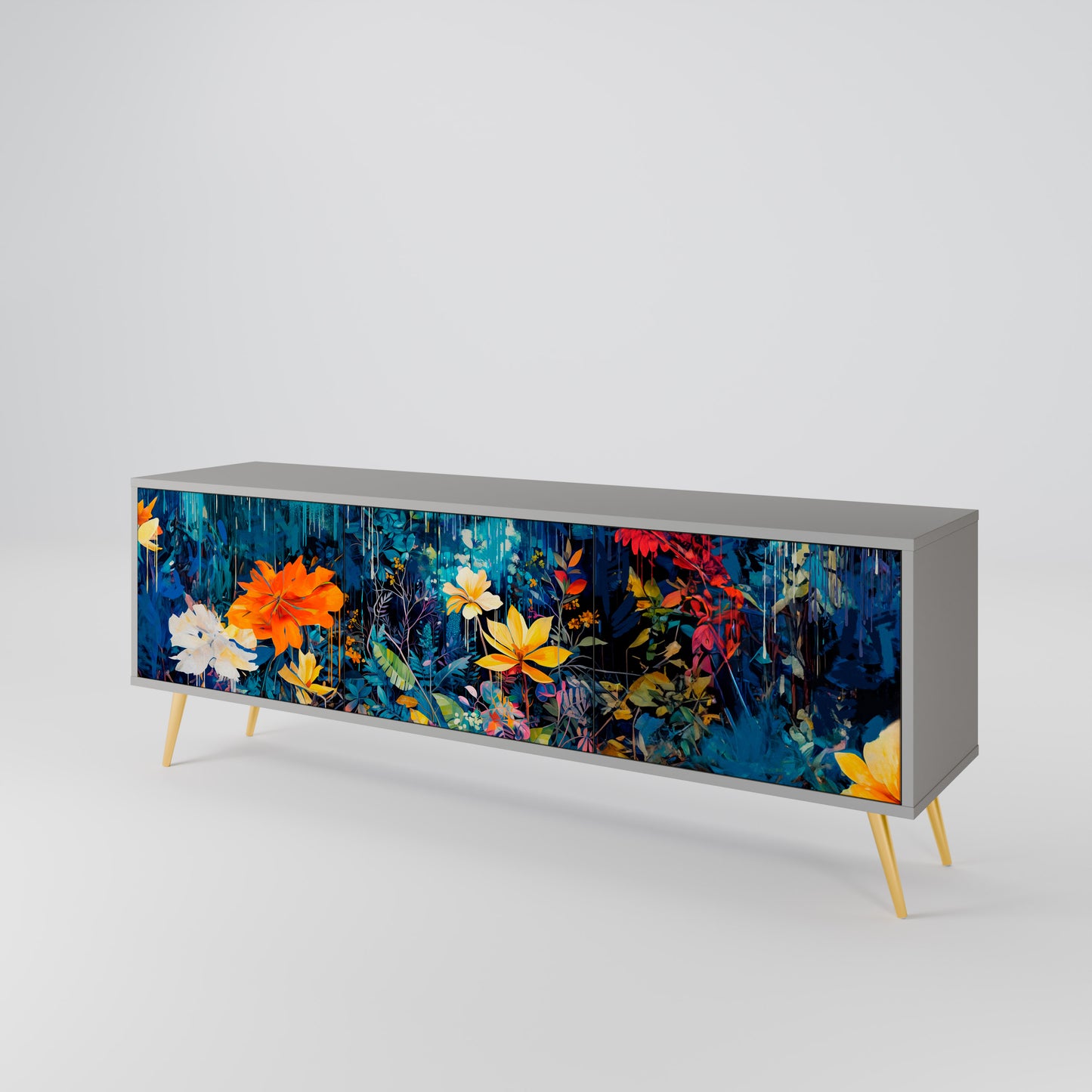 MIDNIGHT BLOSSOM 3-Door TV Cabinet
