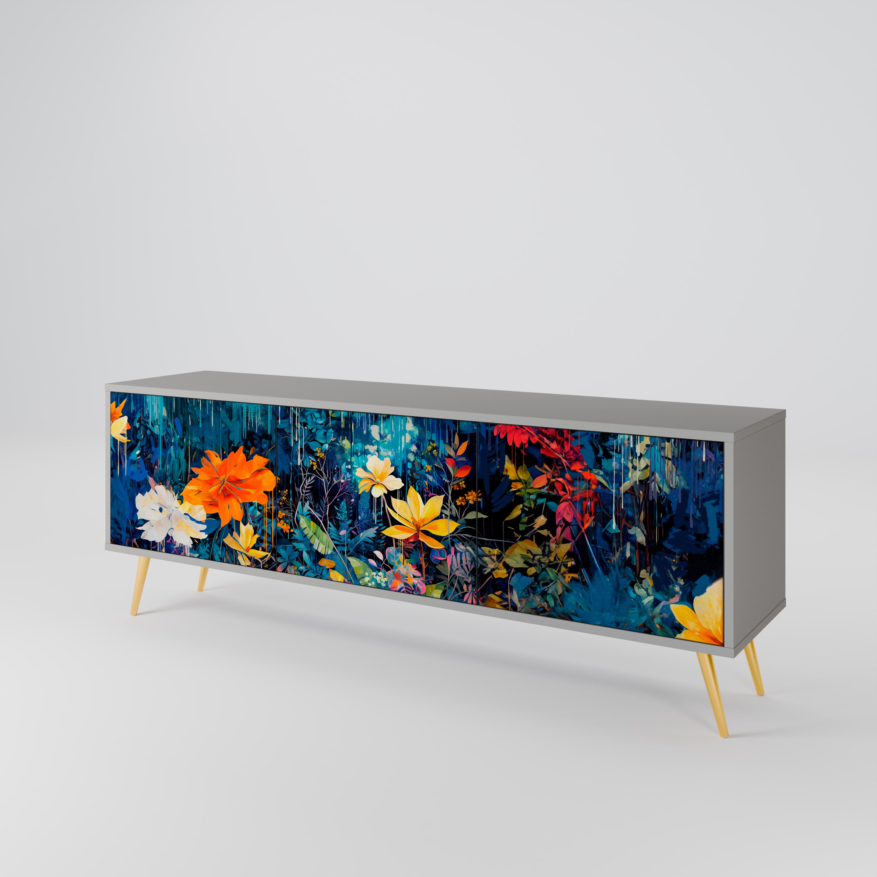 MIDNIGHT BLOSSOM 3-Door TV Cabinet