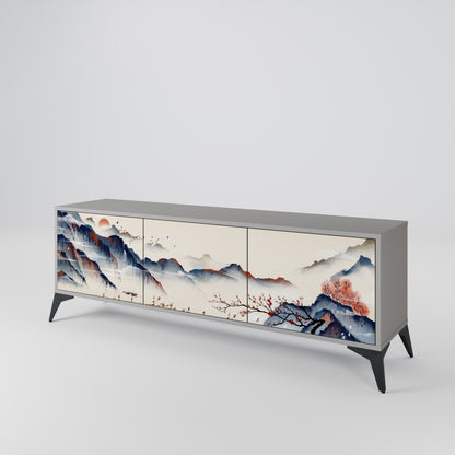 JAPANESE LANDSCAPE 3-Door TV Cabinet