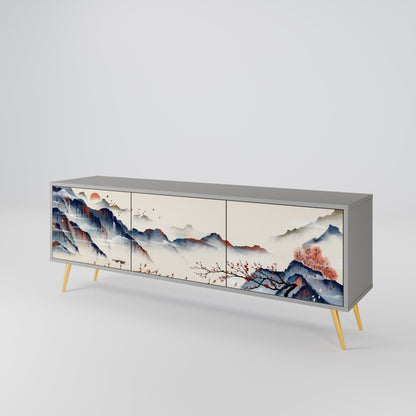 JAPANESE LANDSCAPE 3-Door TV Cabinet