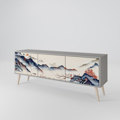 JAPANESE LANDSCAPE 3-Door TV Cabinet