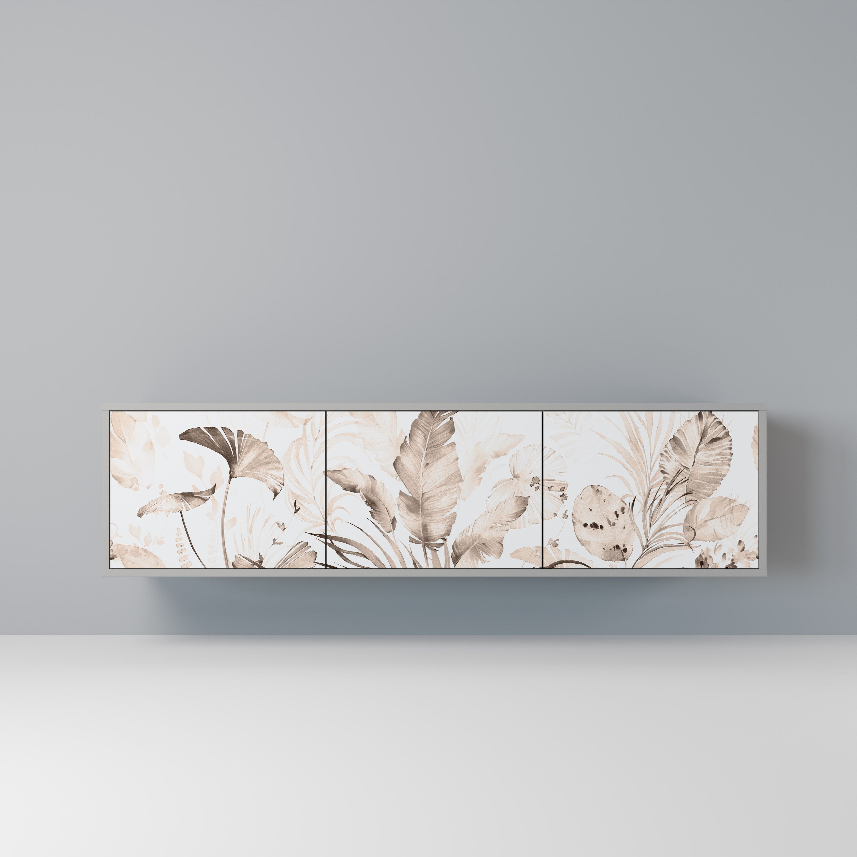 Meuble TV 3 portes WILD TENDERNESS, finition grise