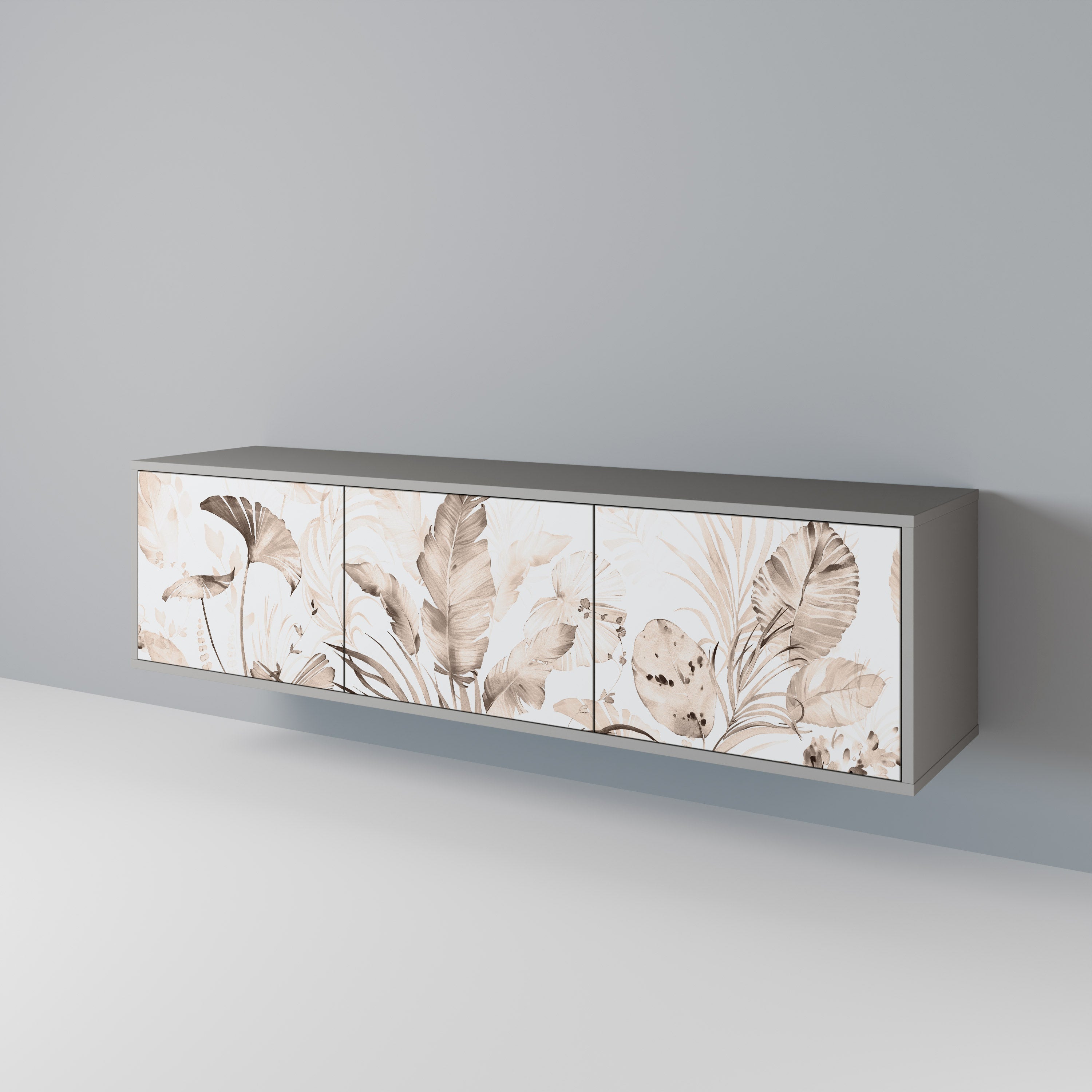 Meuble TV 3 portes WILD TENDERNESS, finition grise