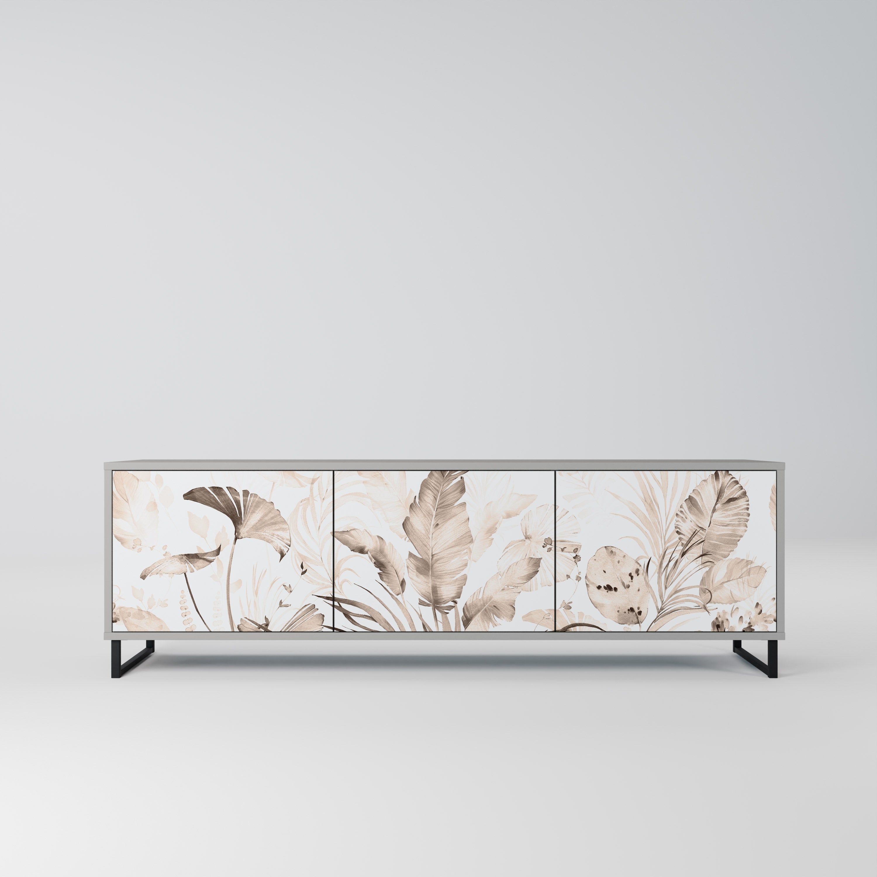 Meuble TV 3 portes WILD TENDERNESS, finition grise