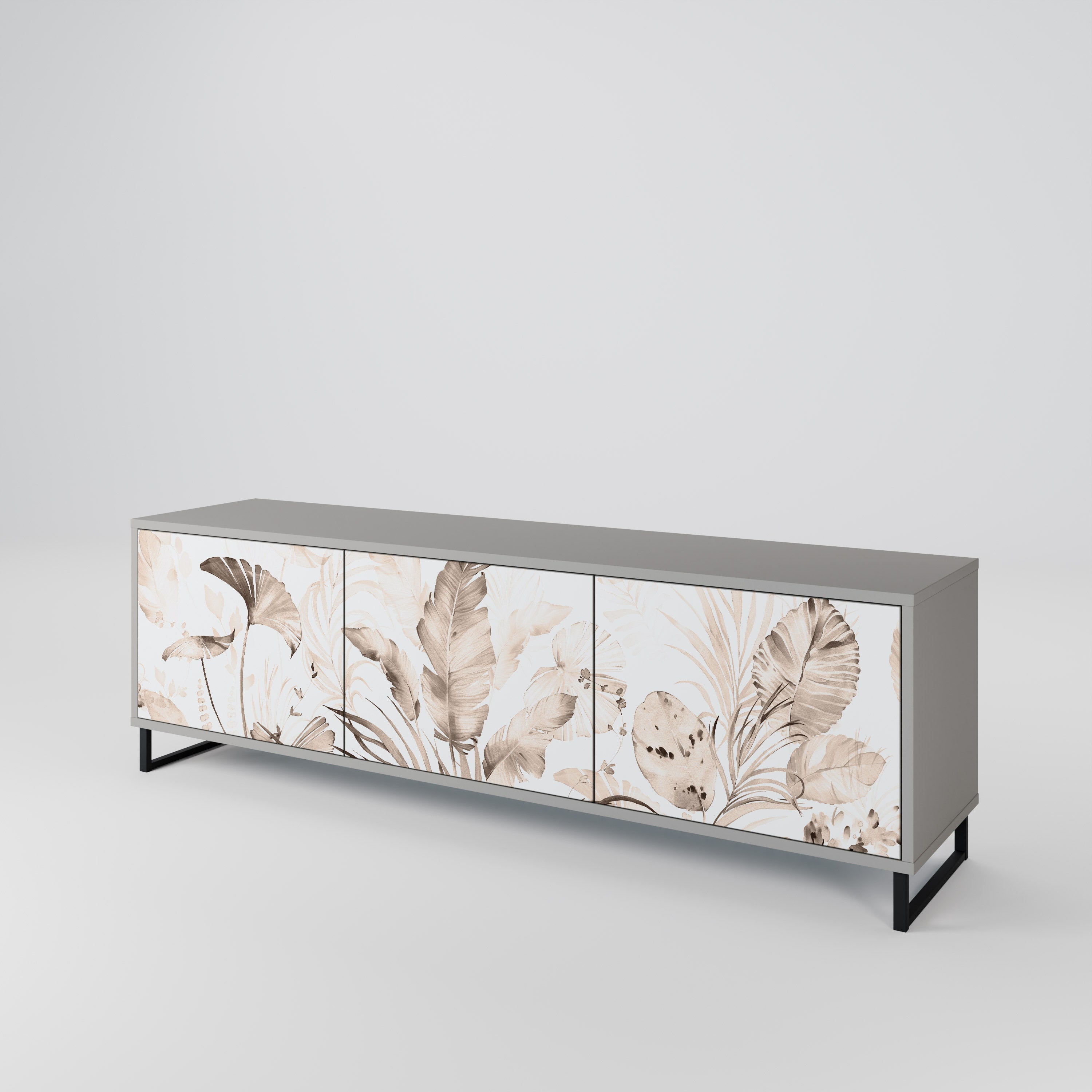 Meuble TV 3 portes WILD TENDERNESS, finition grise