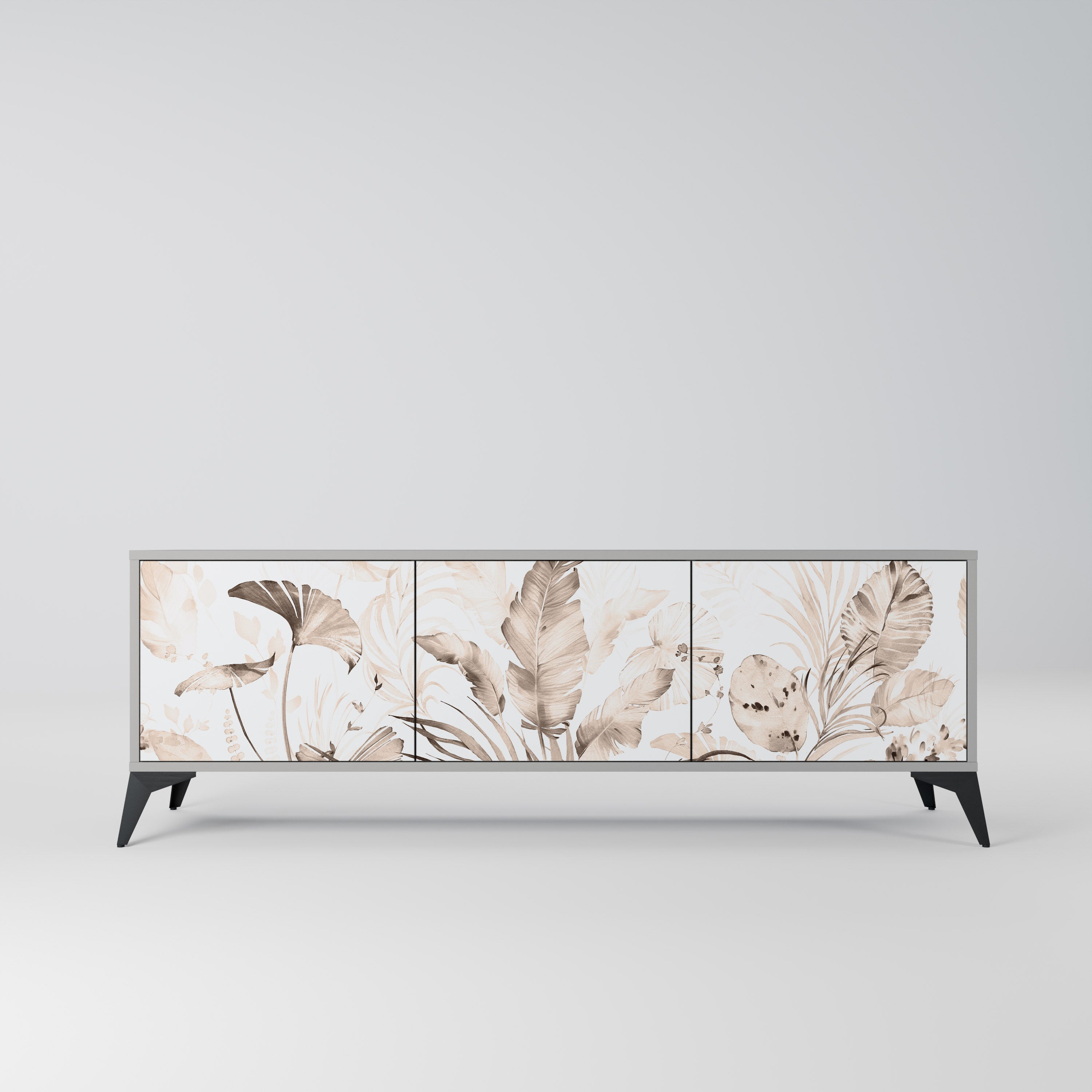 Meuble TV 3 portes WILD TENDERNESS, finition grise