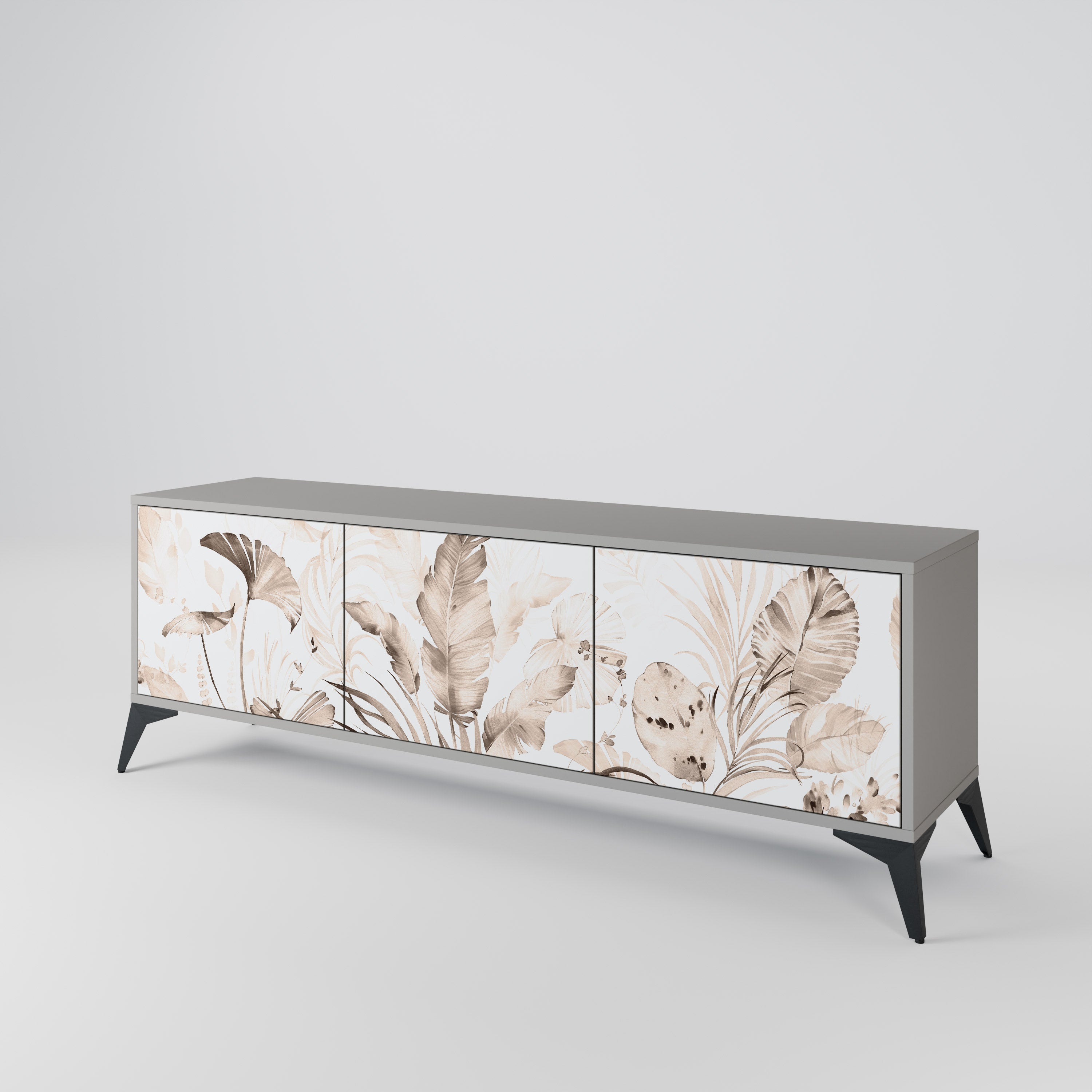 Meuble TV 3 portes WILD TENDERNESS, finition grise