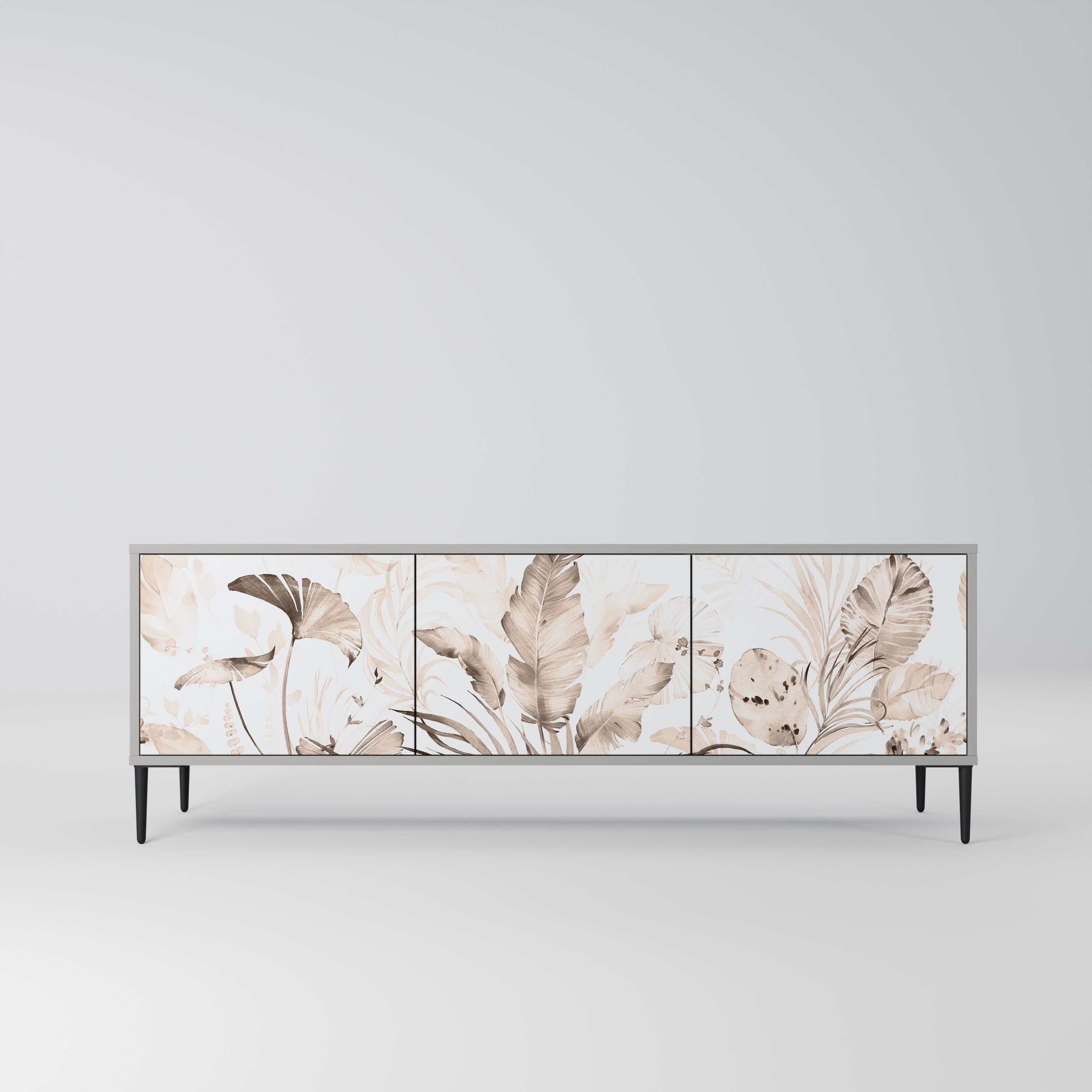 Meuble TV 3 portes WILD TENDERNESS, finition grise