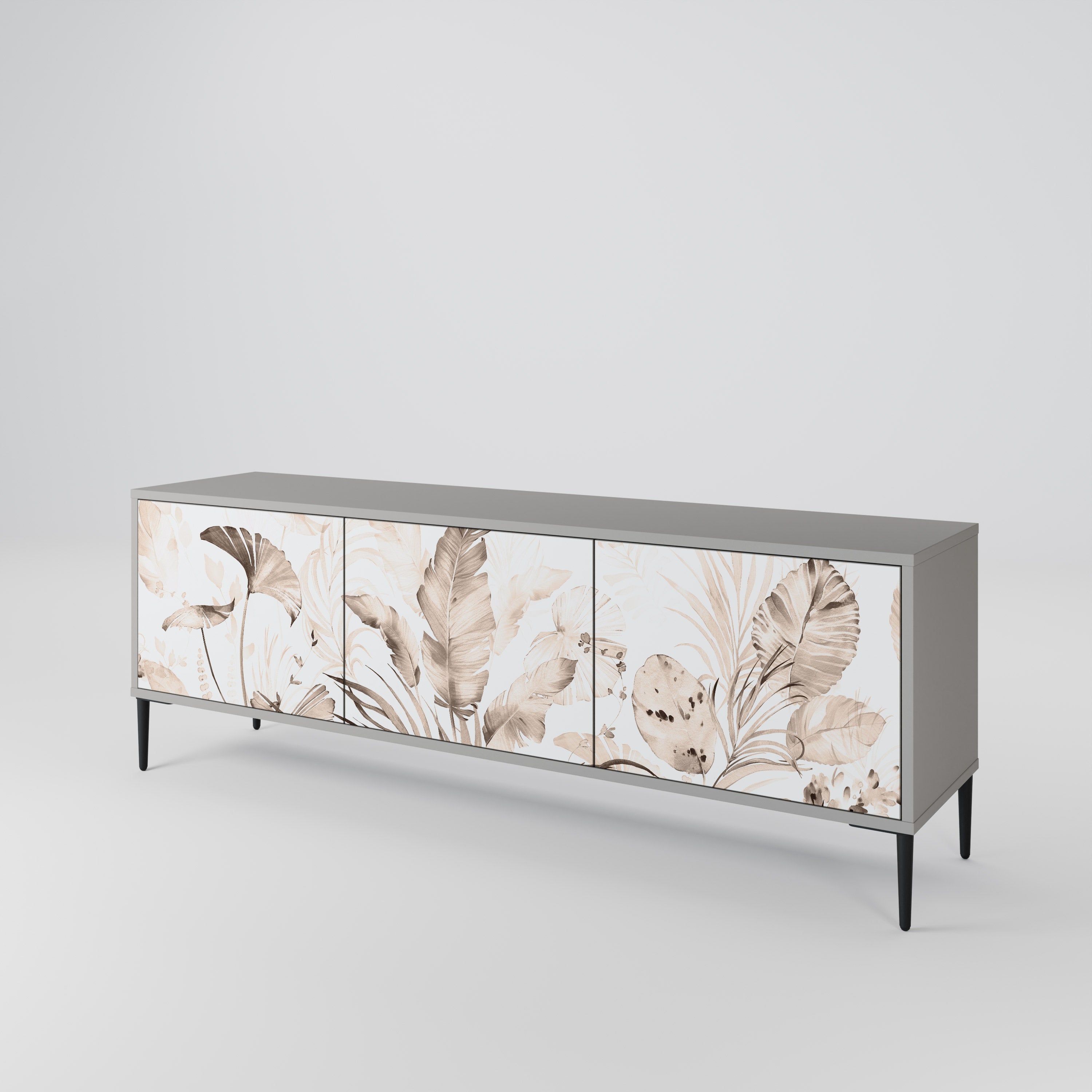 Meuble TV 3 portes WILD TENDERNESS, finition grise