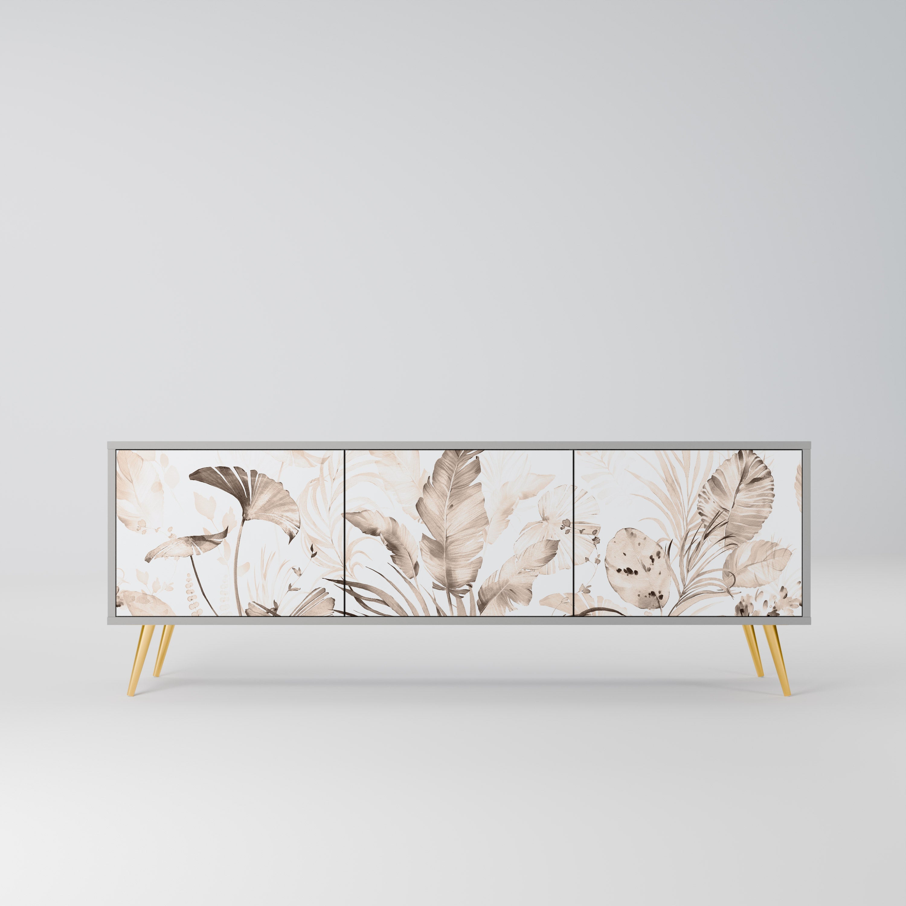 Meuble TV 3 portes WILD TENDERNESS, finition grise