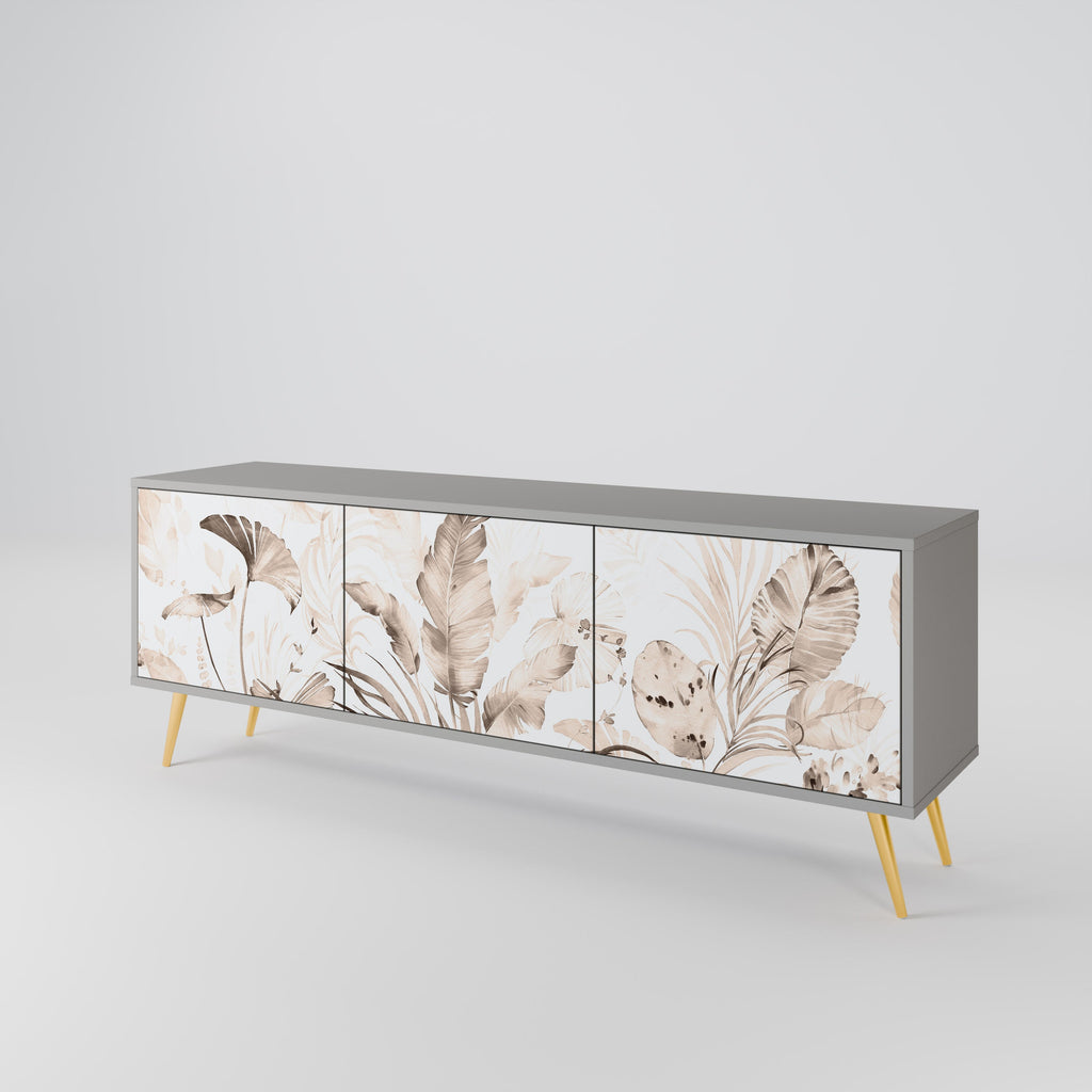 Meuble TV 3 portes WILD TENDERNESS, finition grise