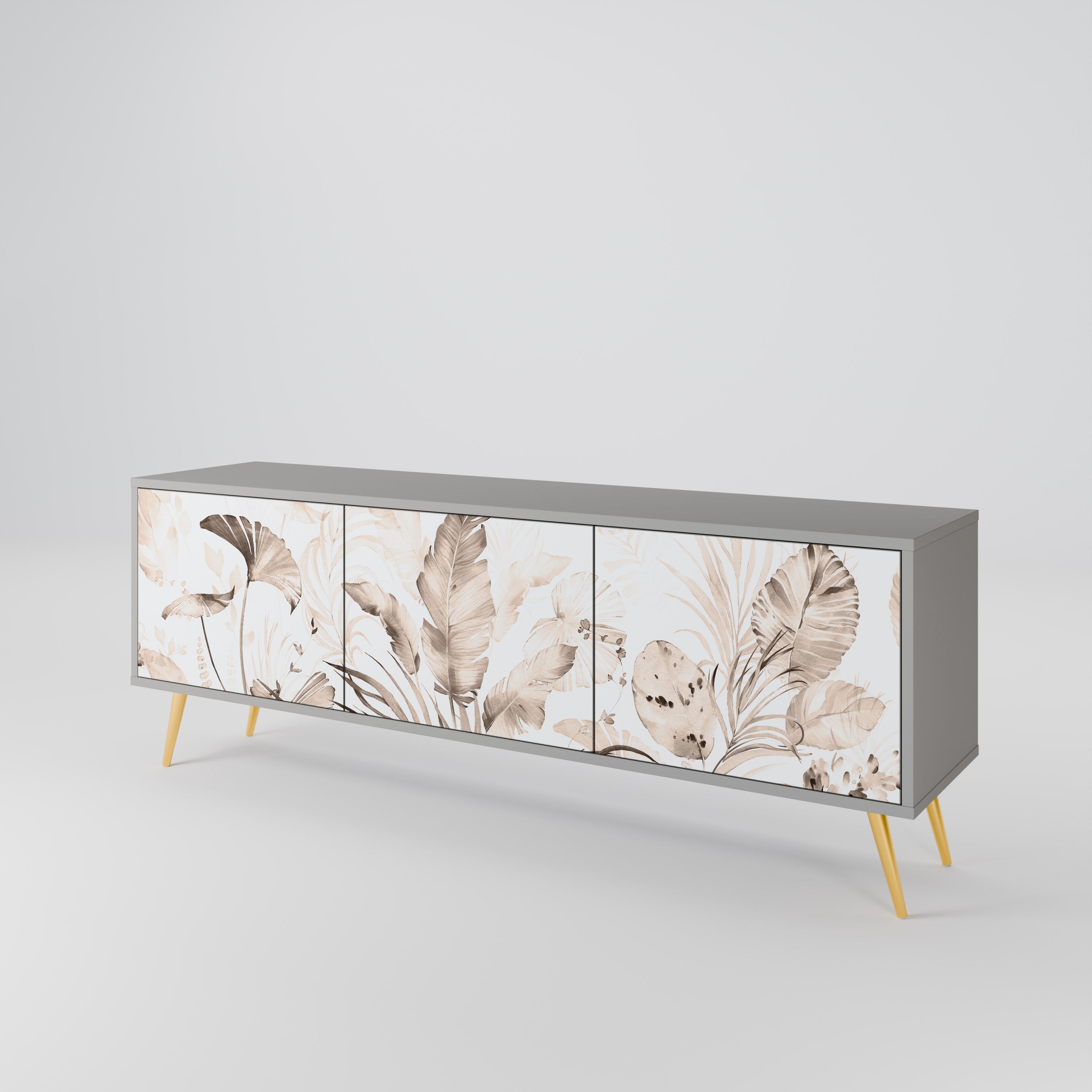 Meuble TV 3 portes WILD TENDERNESS, finition grise