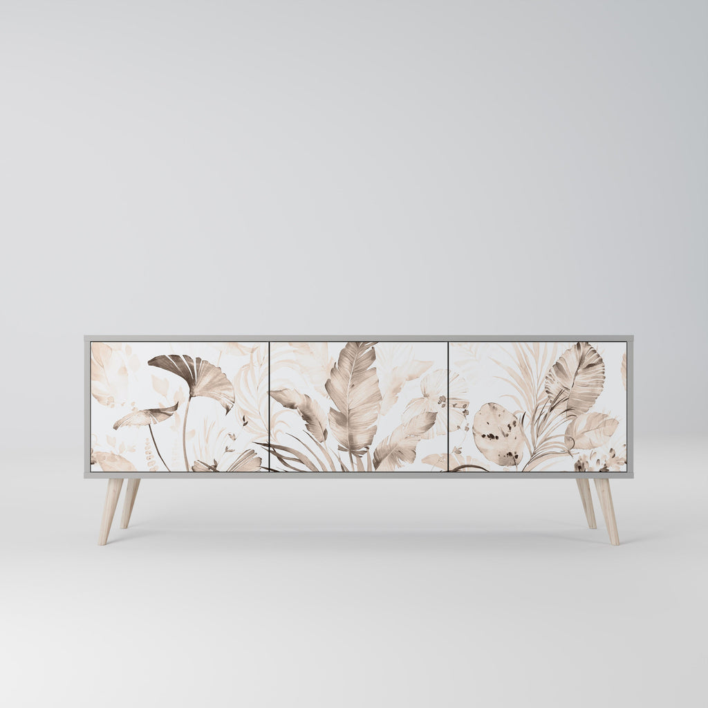 Meuble TV 3 portes WILD TENDERNESS, finition grise