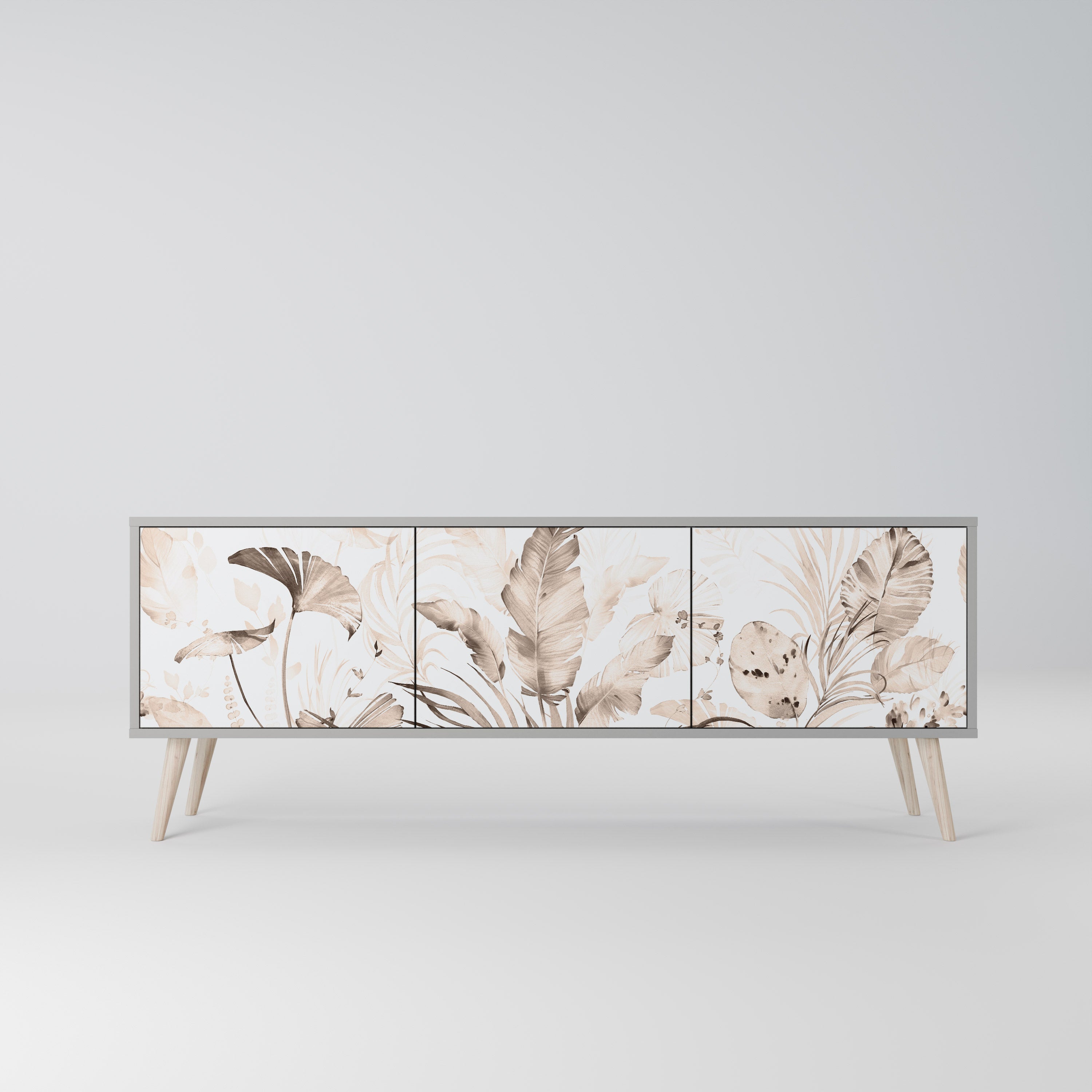 Meuble TV 3 portes WILD TENDERNESS, finition grise