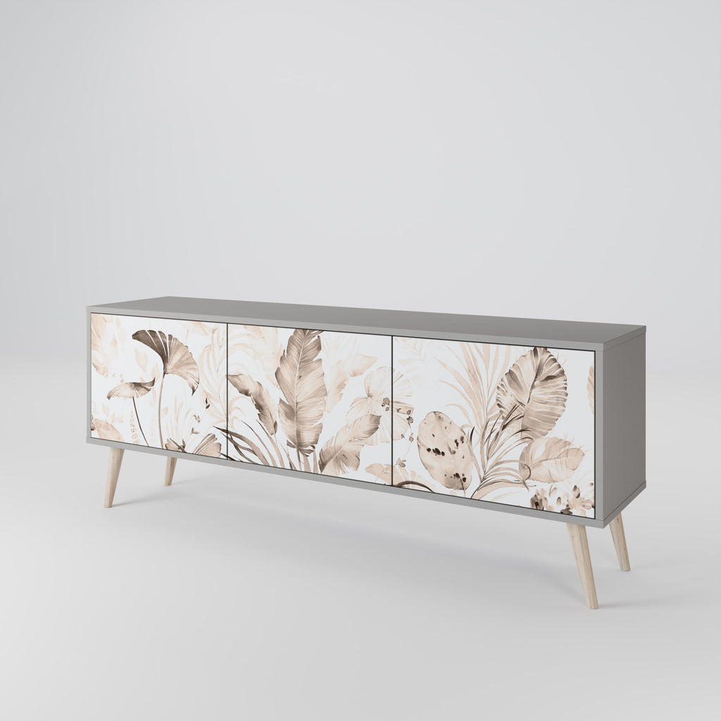 Meuble TV 3 portes WILD TENDERNESS, finition grise