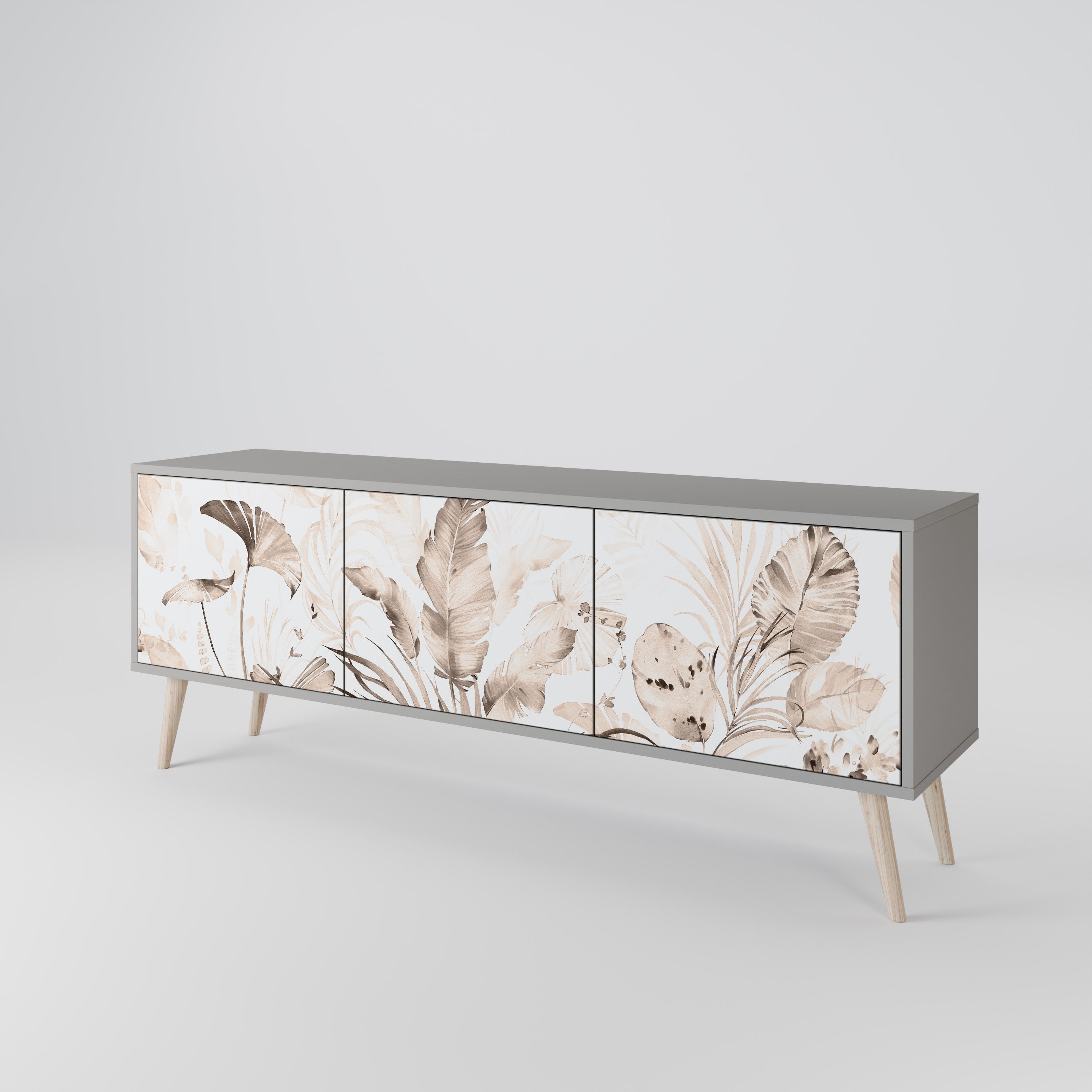 Meuble TV 3 portes WILD TENDERNESS, finition grise