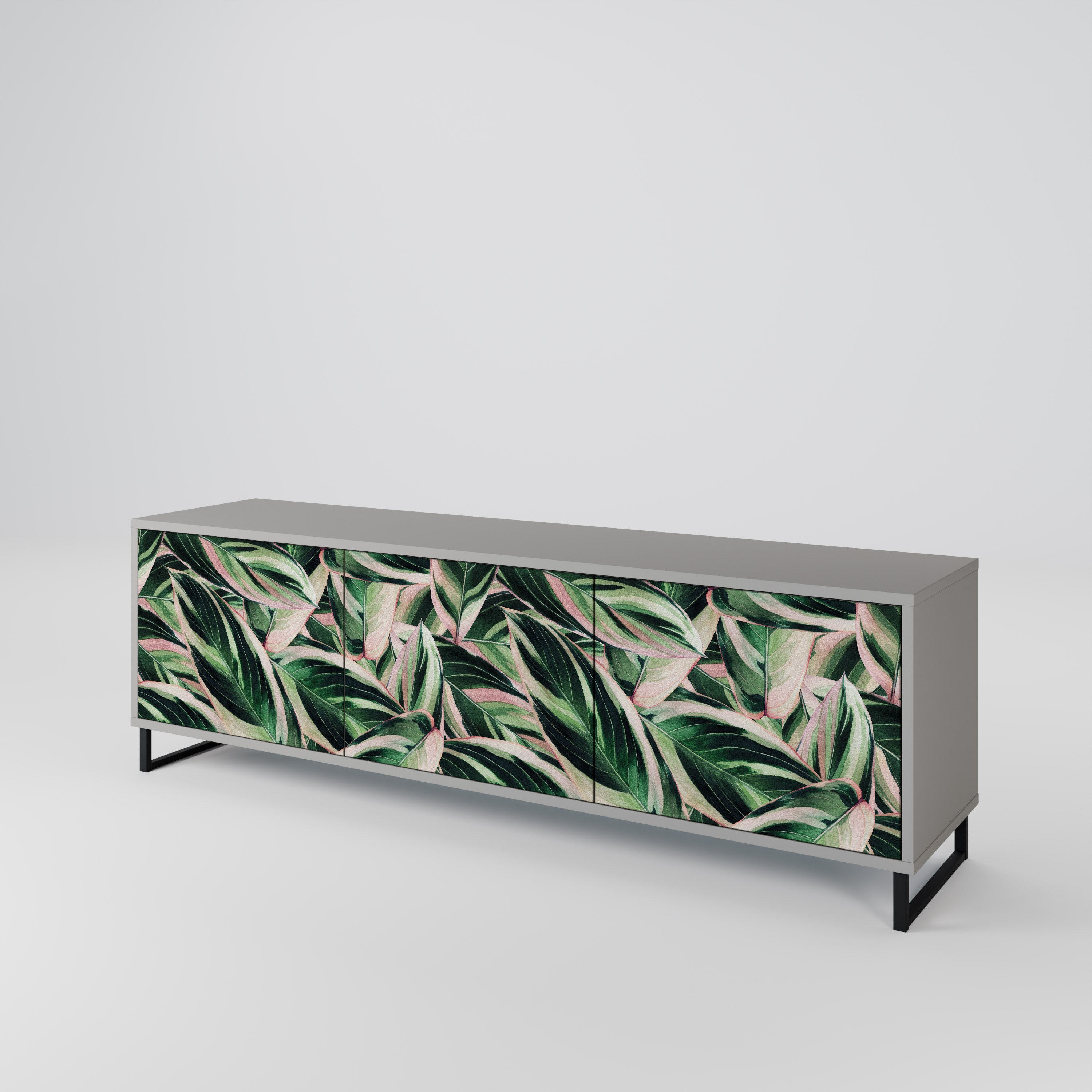 Meuble TV 3 portes EERIE STROMANTHE en finition grise