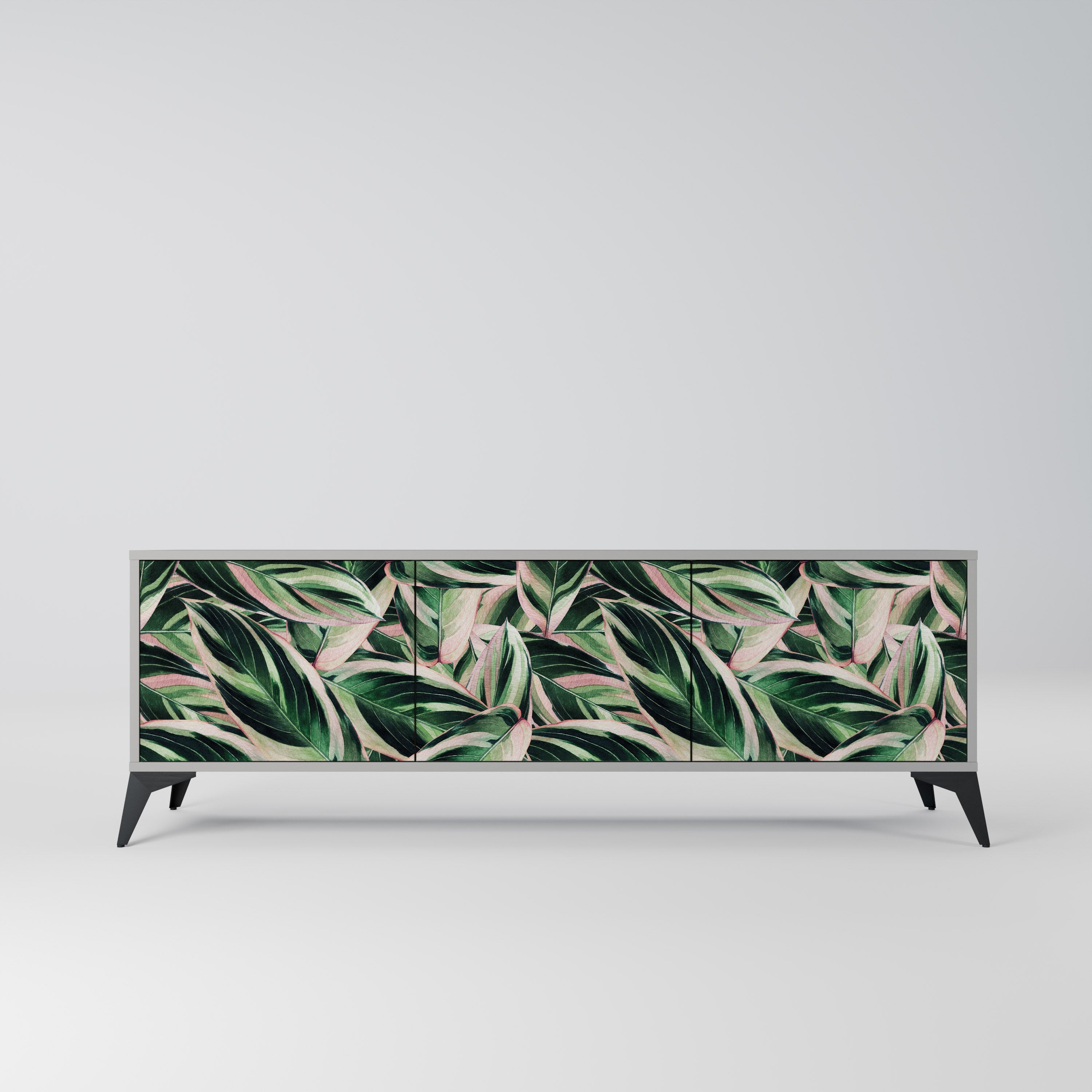 Meuble TV 3 portes EERIE STROMANTHE en finition grise