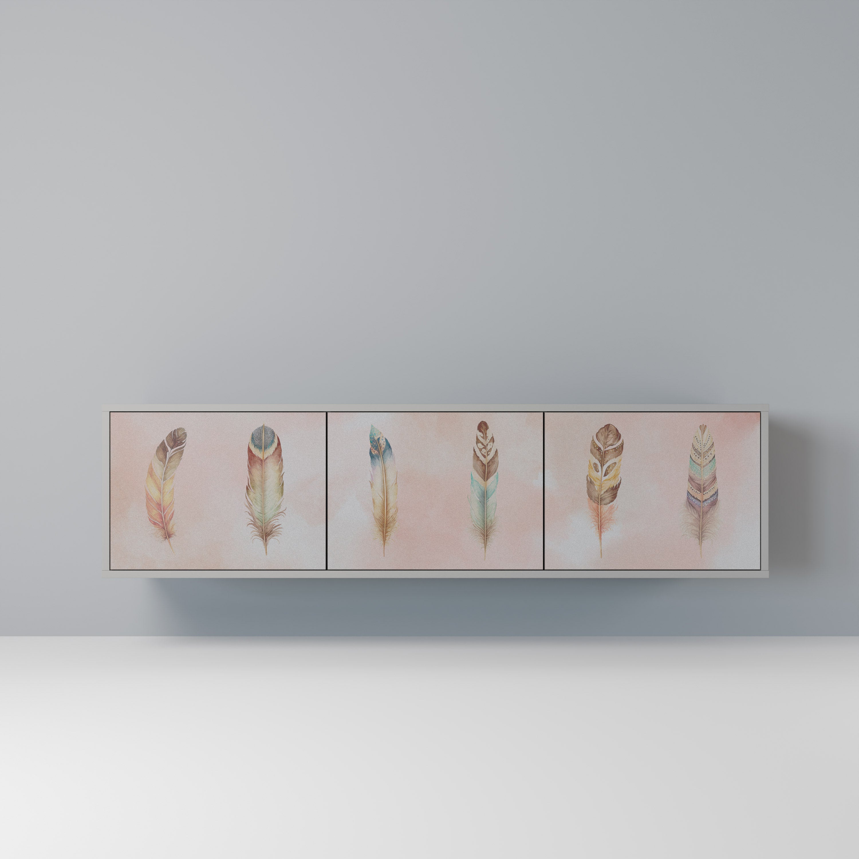 Meuble TV 3 portes DELIQUESCE en finition grise