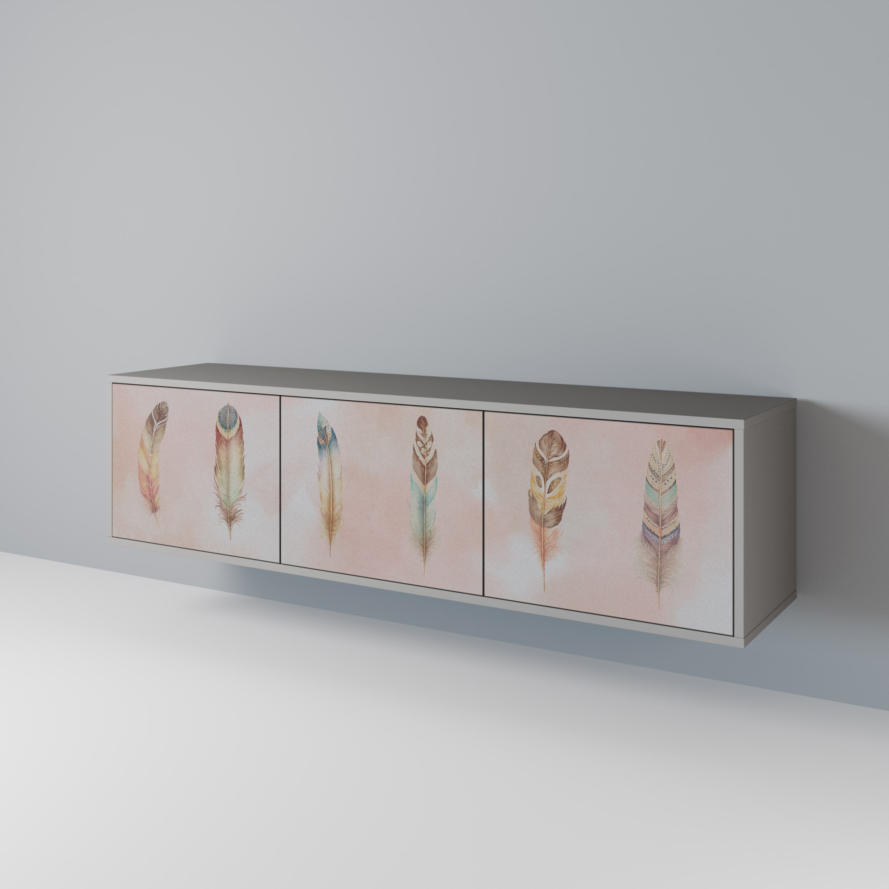 Meuble TV 3 portes DELIQUESCE en finition grise