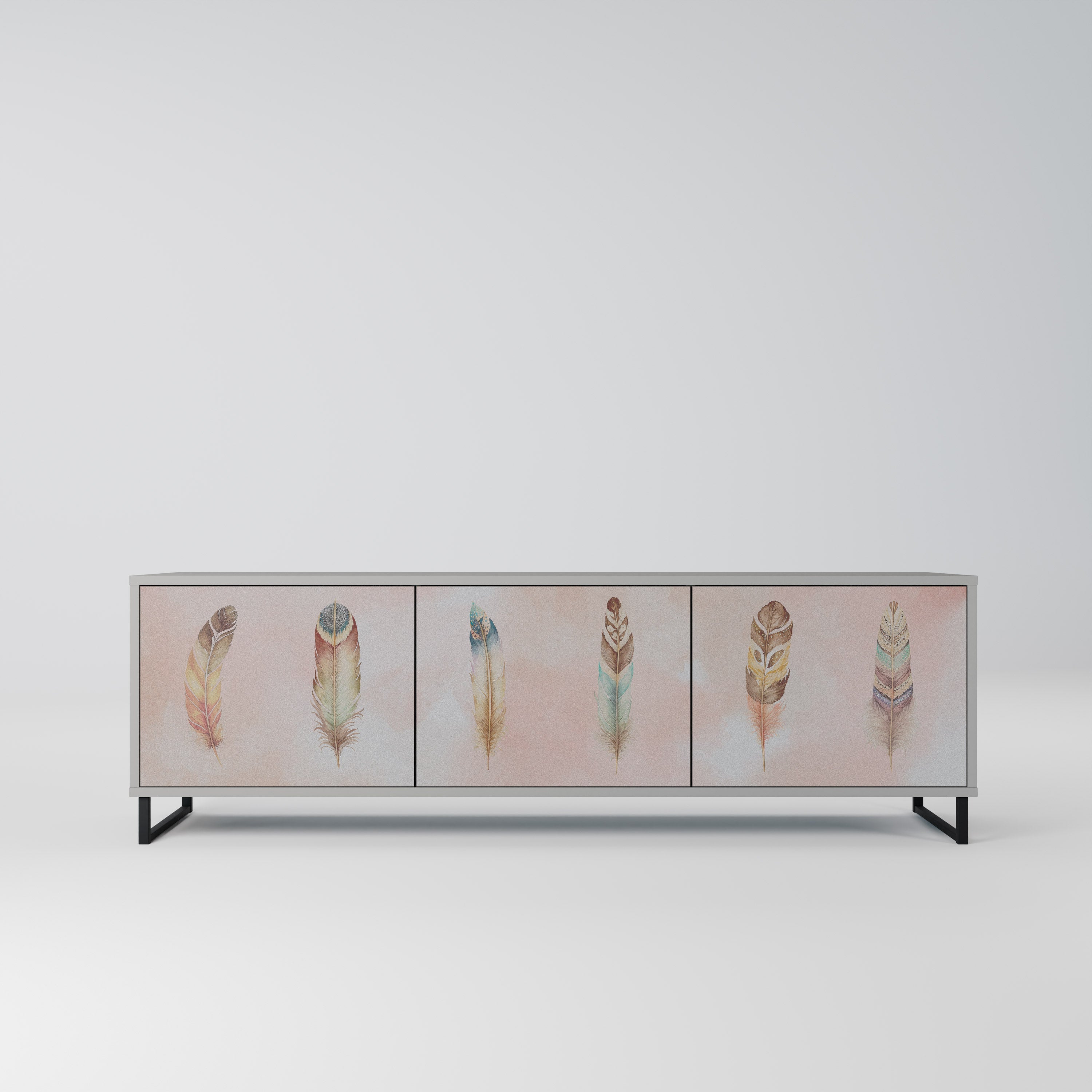 Meuble TV 3 portes DELIQUESCE en finition grise