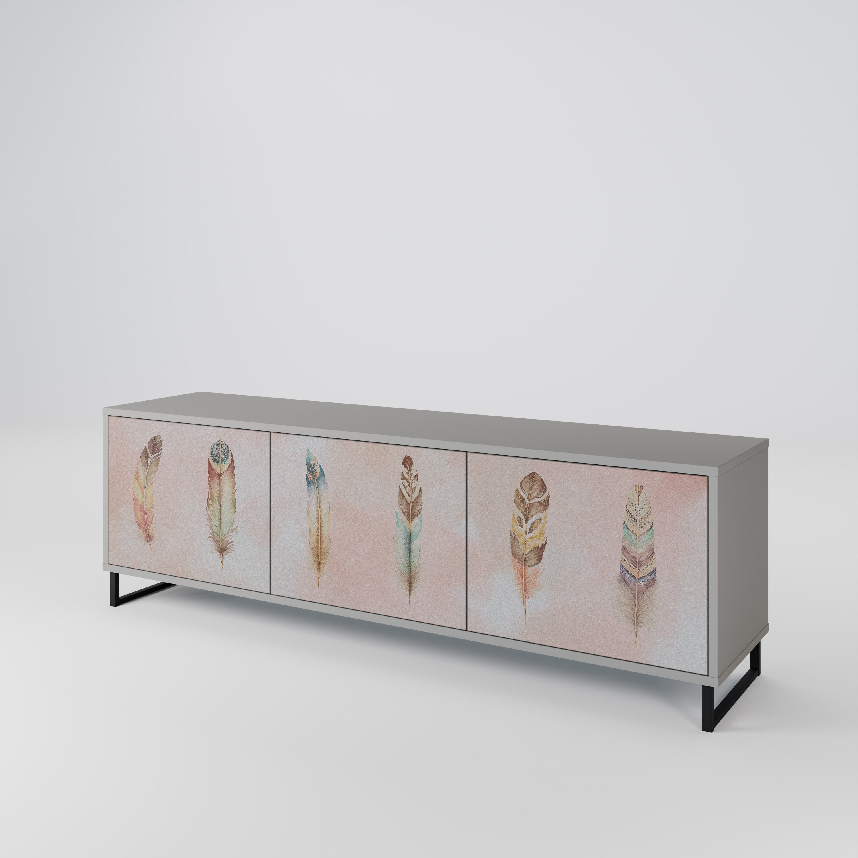 Meuble TV 3 portes DELIQUESCE en finition grise