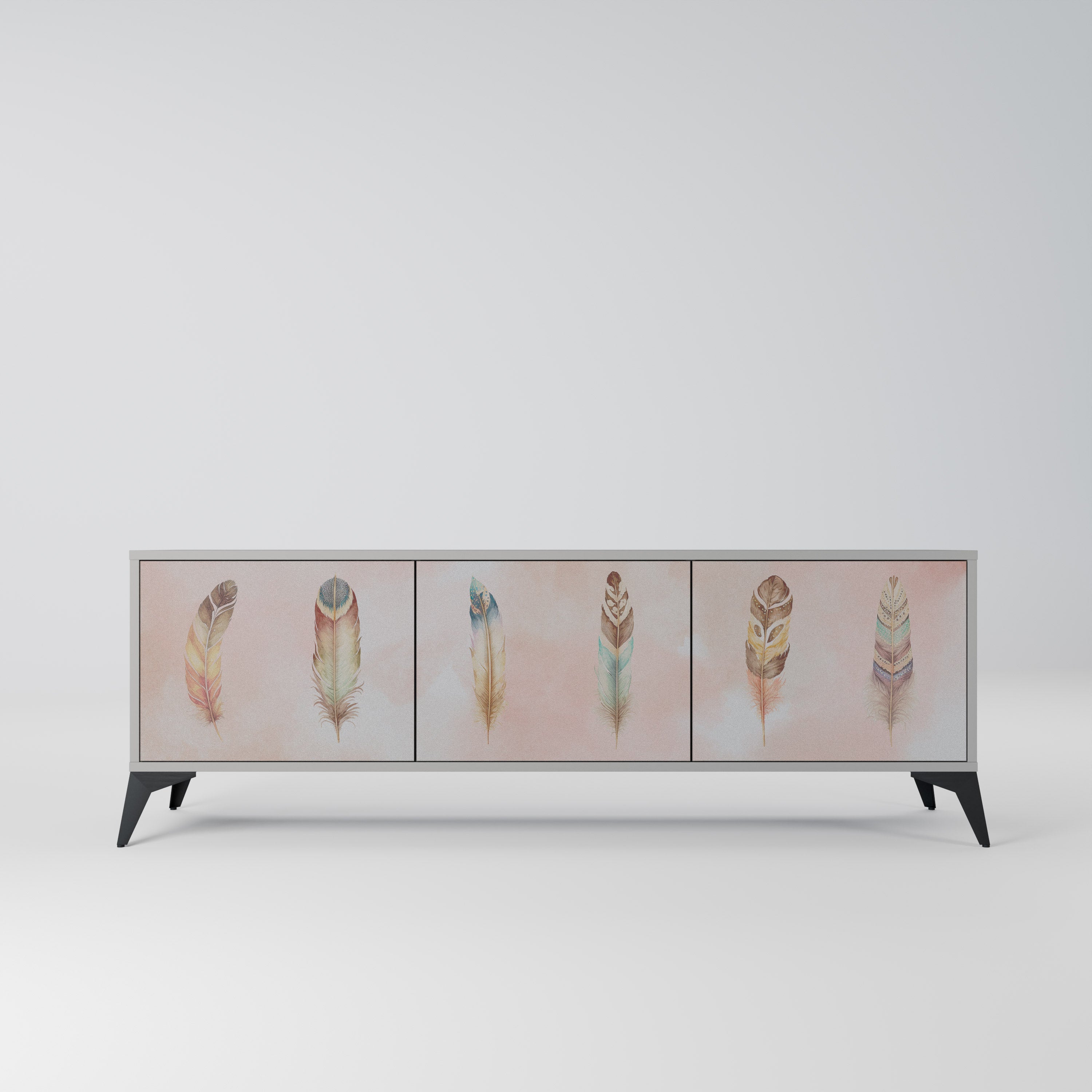 Meuble TV 3 portes DELIQUESCE en finition grise