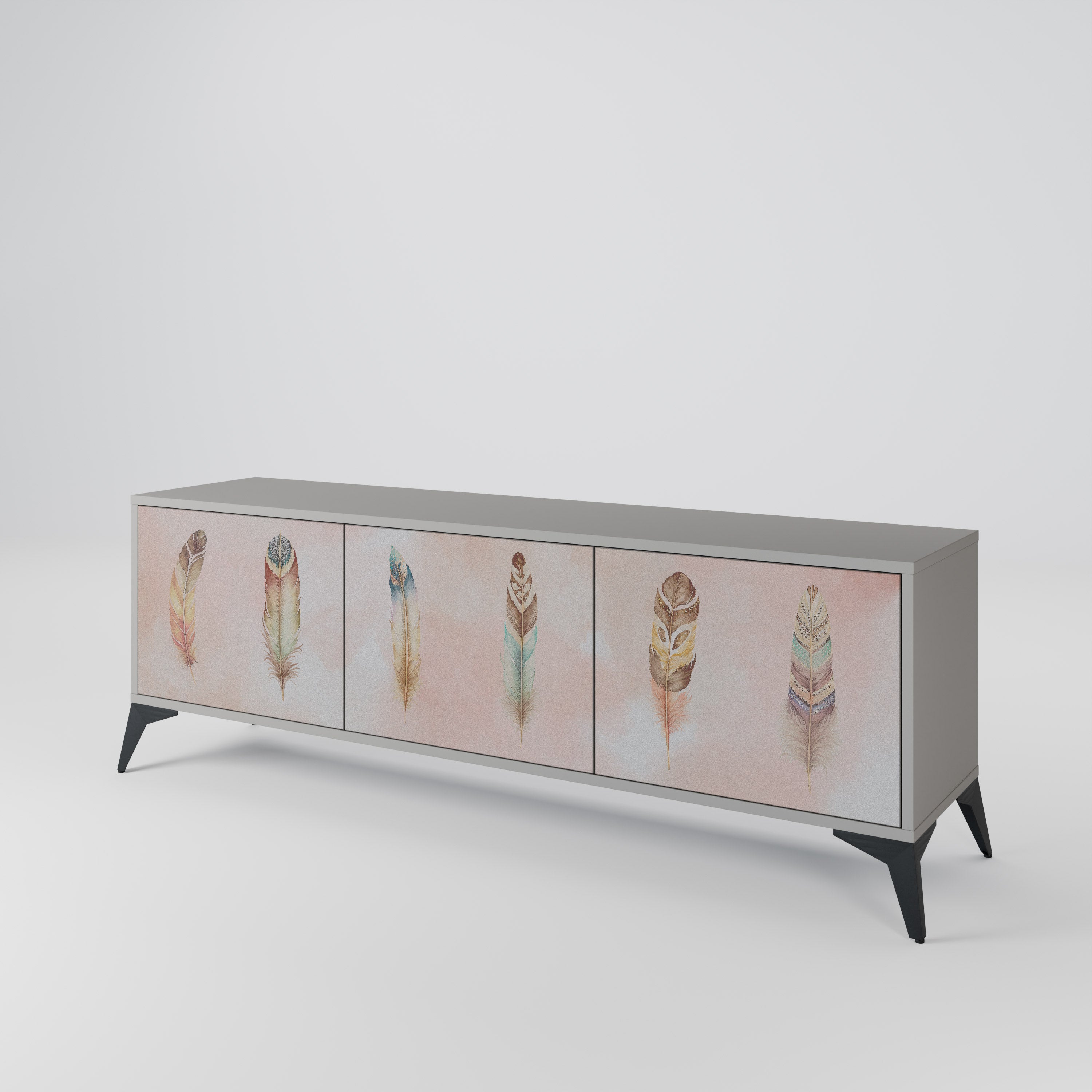 Meuble TV 3 portes DELIQUESCE en finition grise