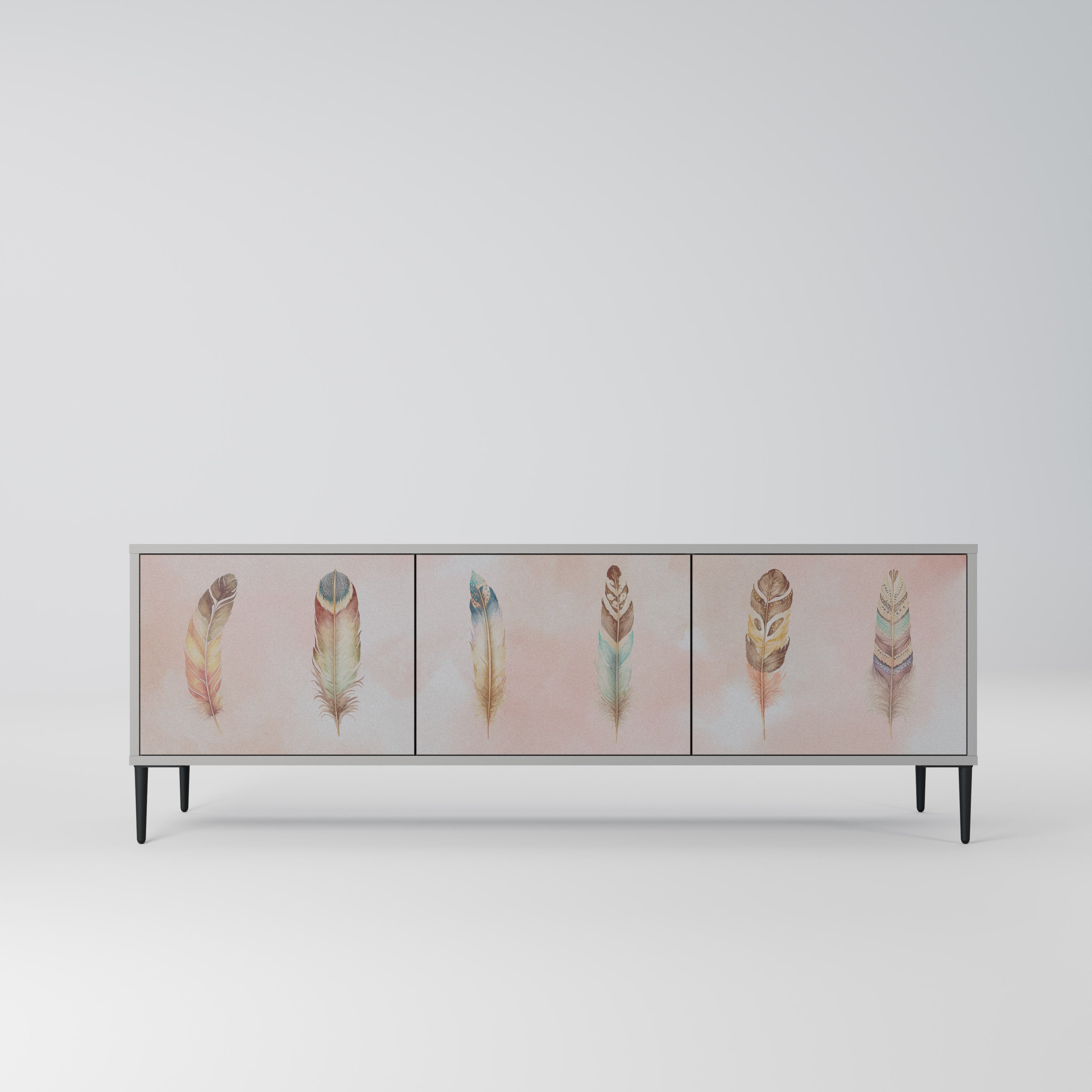 Meuble TV 3 portes DELIQUESCE en finition grise