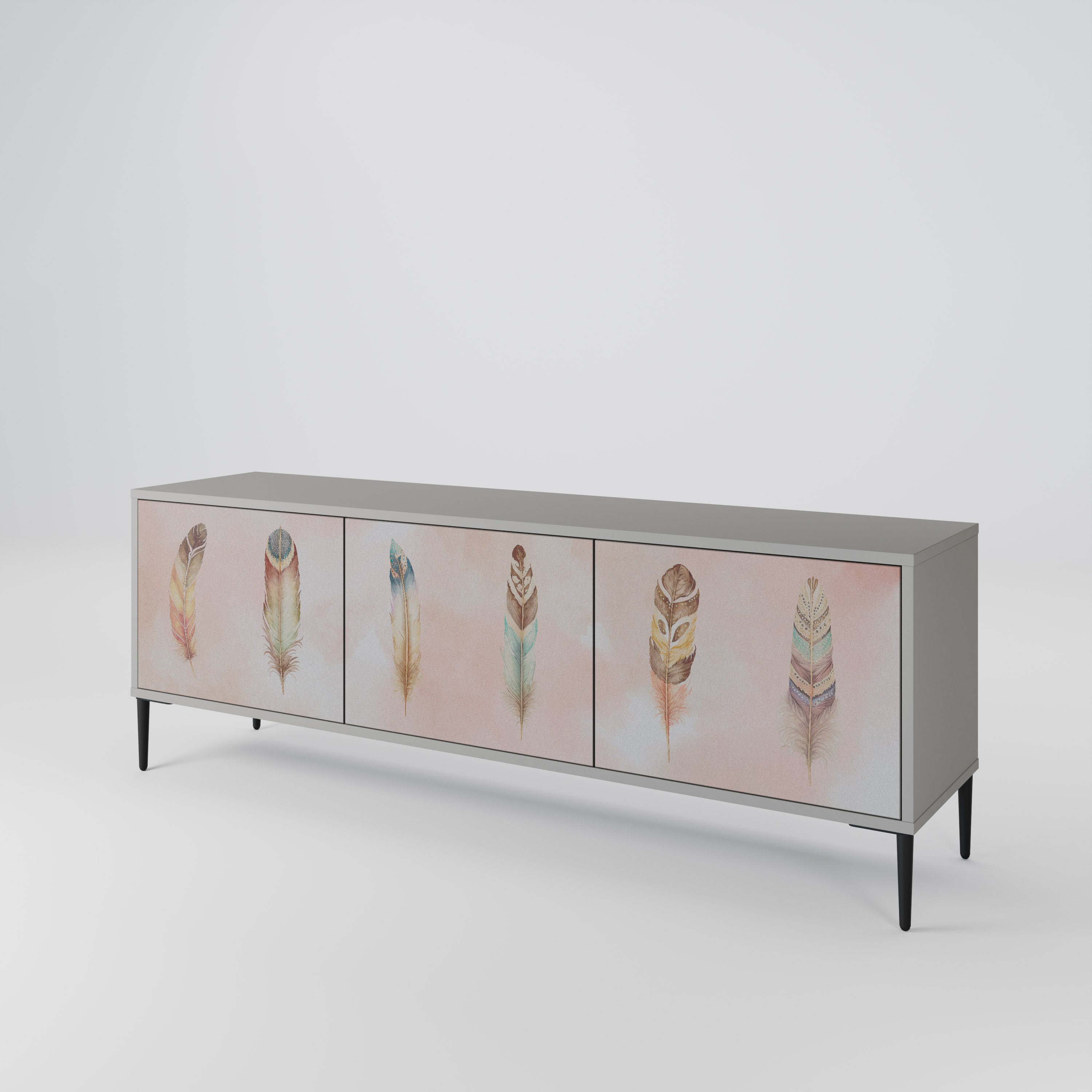 Meuble TV 3 portes DELIQUESCE en finition grise